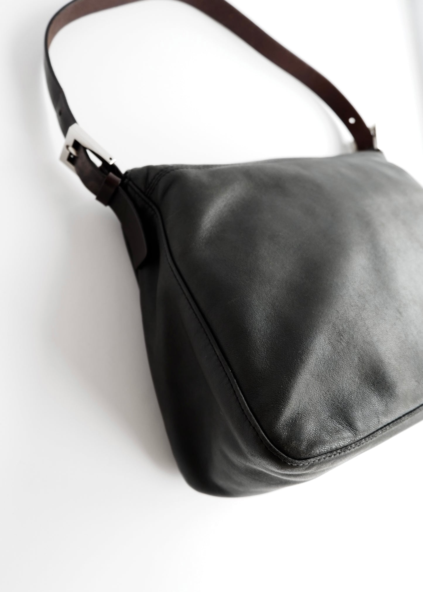 Authentic Preowned Fendi Black/Brown Leather Mamma Baguette Shoulder Bag