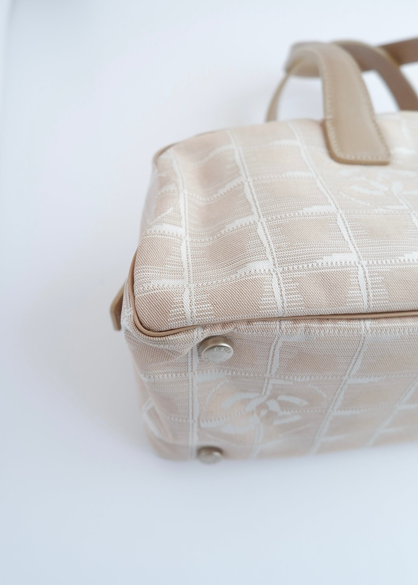 Authentic Preowned Chanel Beige Canvas/Leather New Travel Line Shoulder Bag