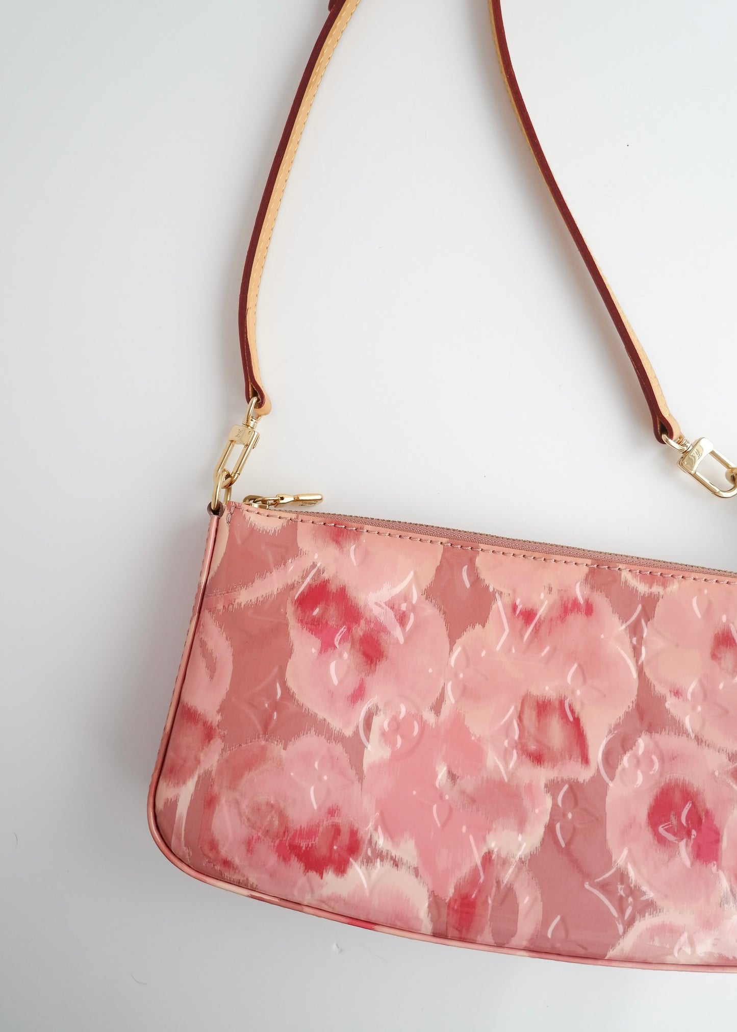 Authentic Preowned Louis Vuitton Limited Edition Rose Velours Monogram Ikat Pochette Crossbody Bag