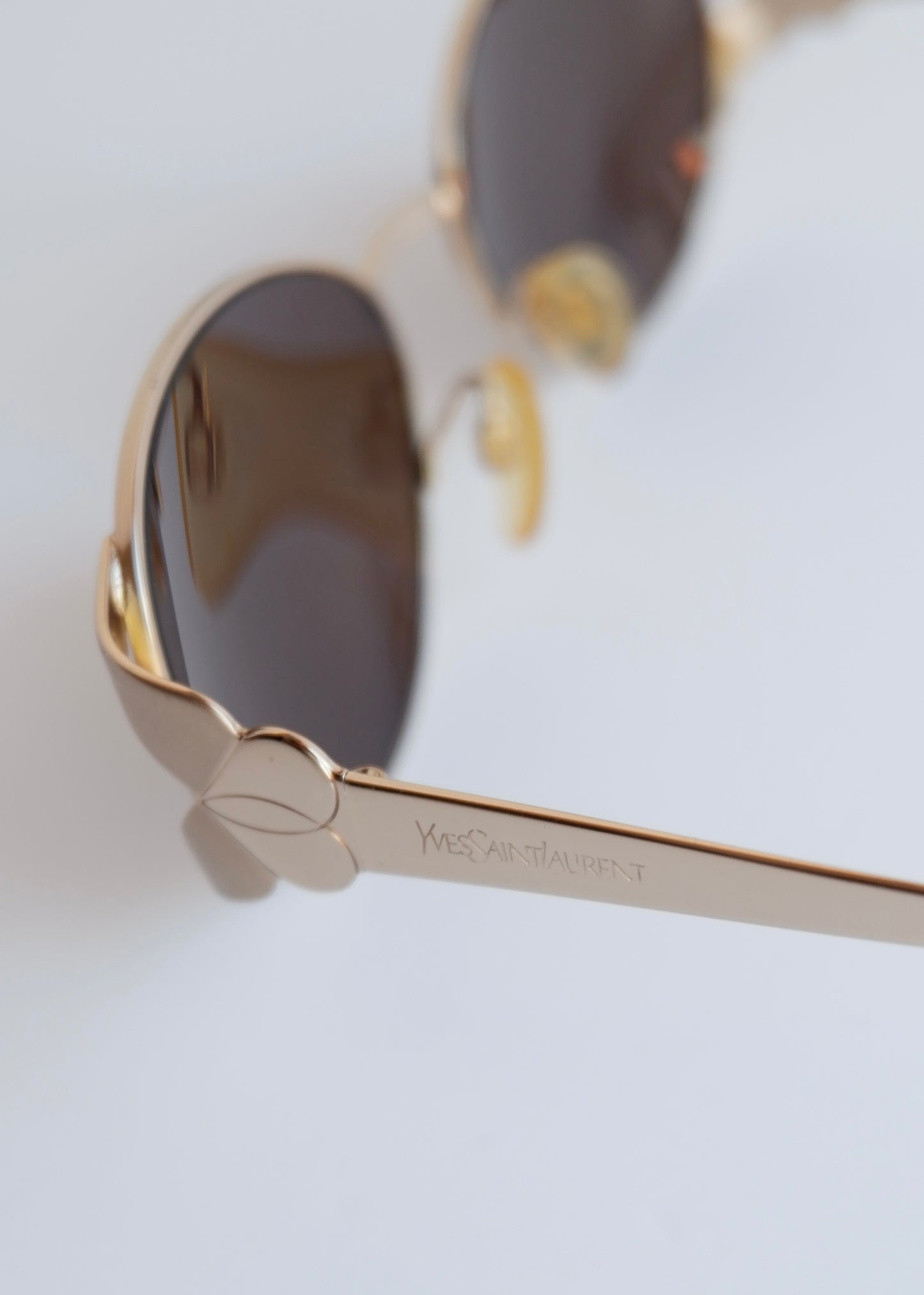 Authentic Preowned Vintage Yves Saint Laurent Gold Metal Frame Sunglasses