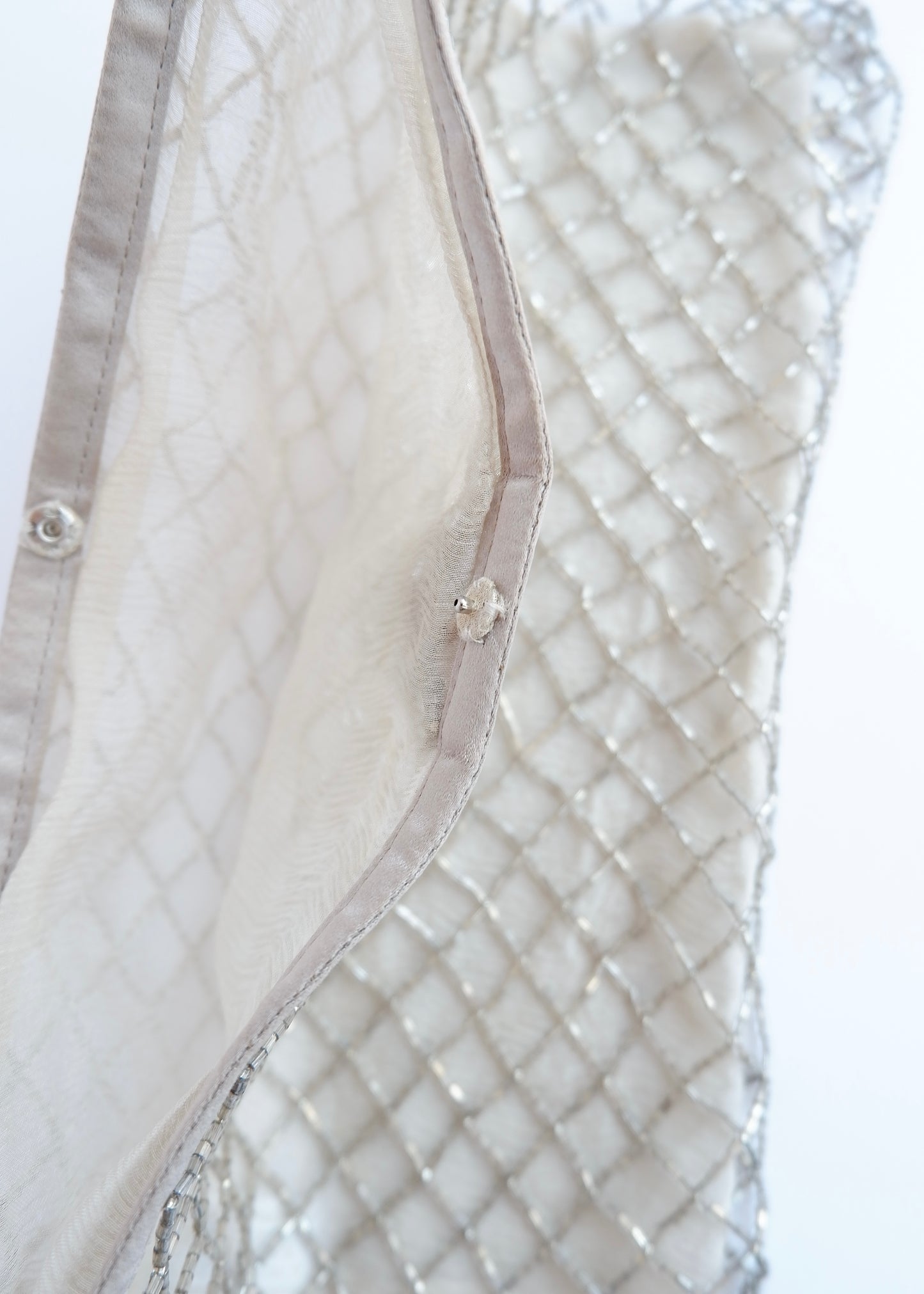 Authentic Preowned Prada Champagne Satin Beaded Shoulder Bag
