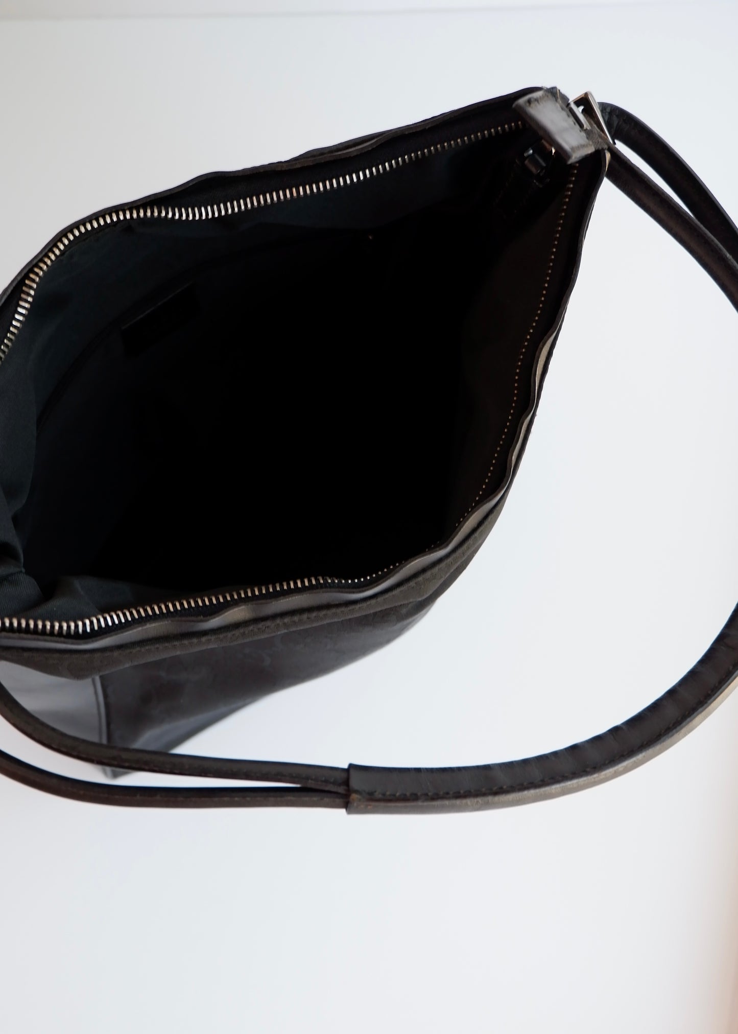 Authentic Preowned Gucci Black Canvas/Leather GG Print Shoulder Bag