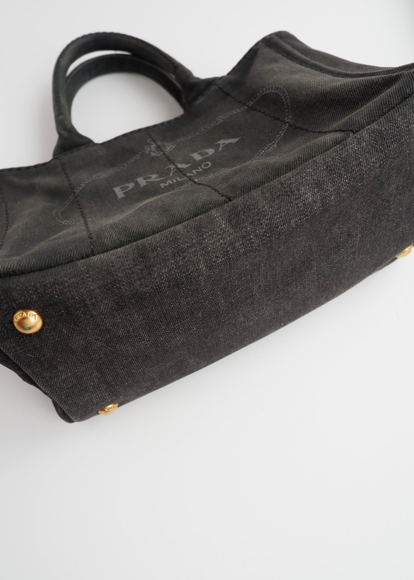 Authentic Preowned Prada Black Denim Canapa Tote w/ Strap