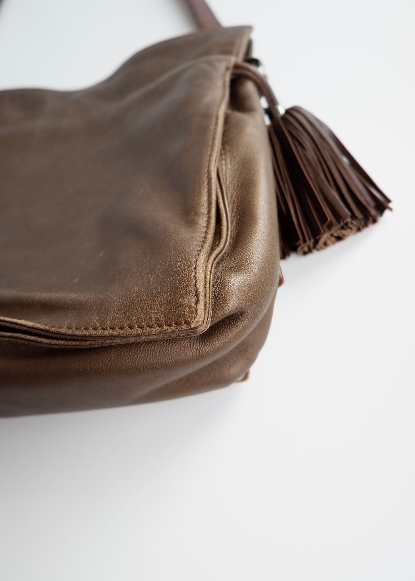 Authentic Preowned Vintage Loewe Bronze Leather Flamingo Bag