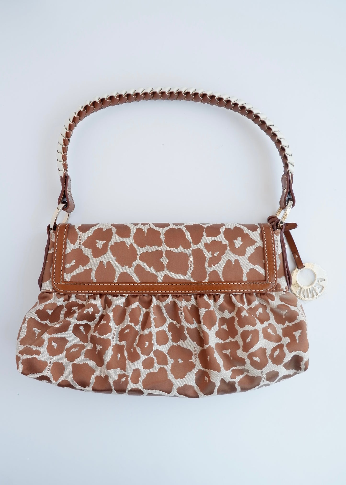 Authentic Preowned Fendi Brown/Beige Leopard Print Baguette Shoulder Bag