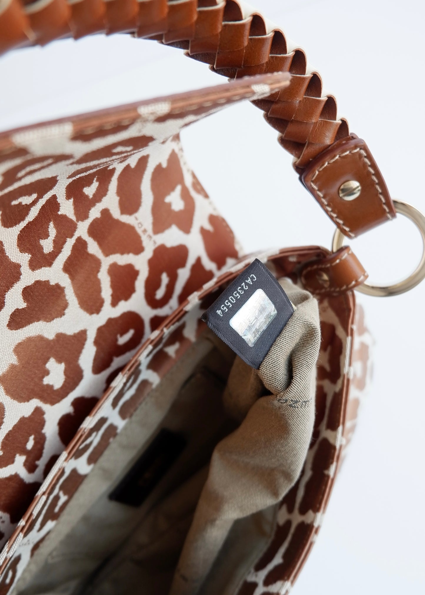 Authentic Preowned Fendi Brown/Beige Leopard Print Baguette Shoulder Bag