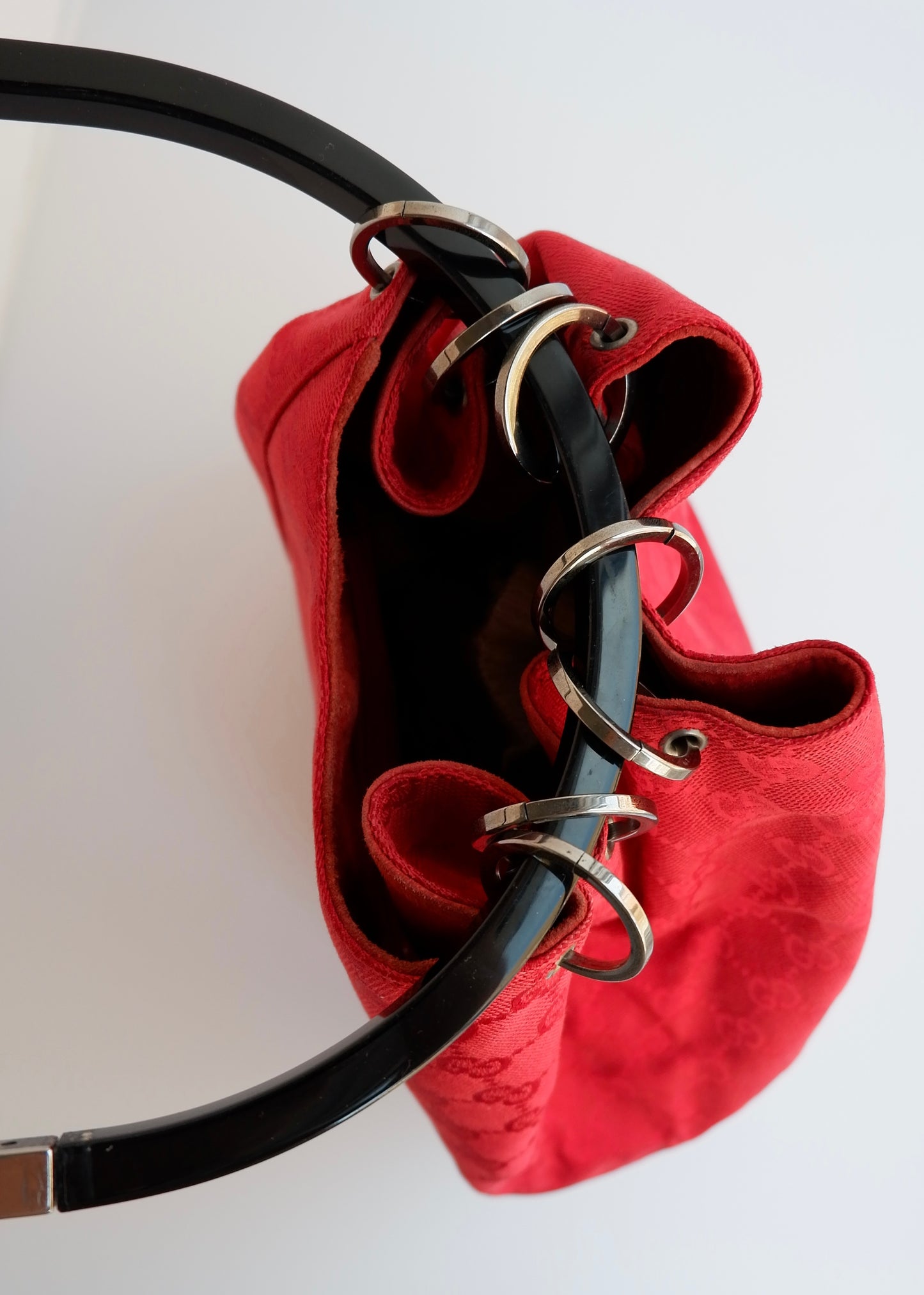 Authentic Preowned Gucci Red GG Canvas Hoop Shoulder Bag