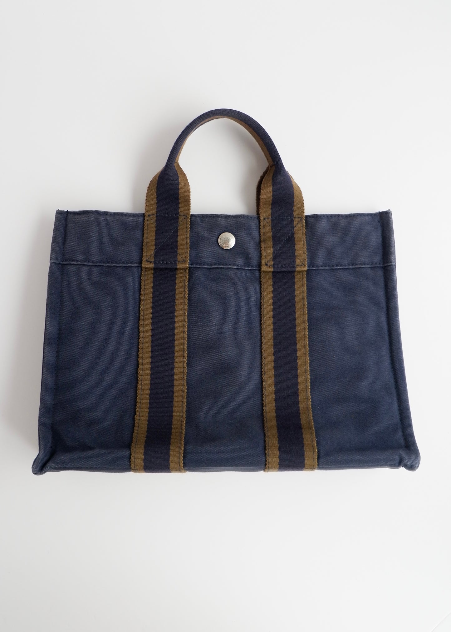 Authentic Preowned Hermes Navy Toile Fourre Tout PM Tote