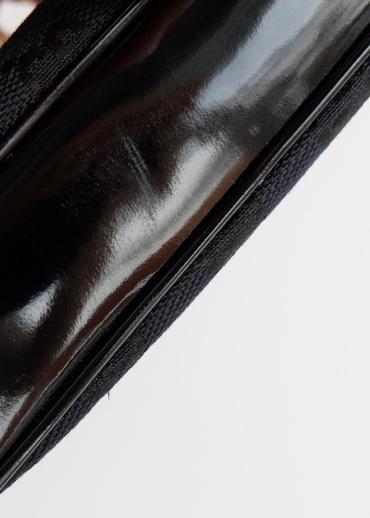 Authentic Preowned Gucci Black GG Canvas Patent Leather Shoulder Bag