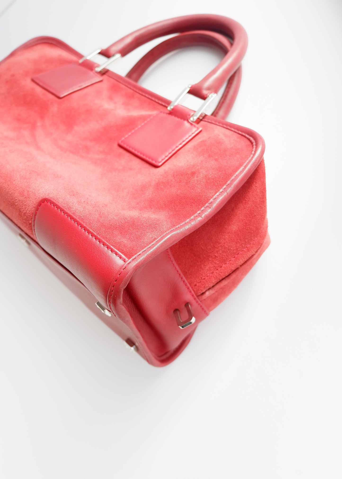 Authentic Preowned Loewe Red Suede Amazona Bag