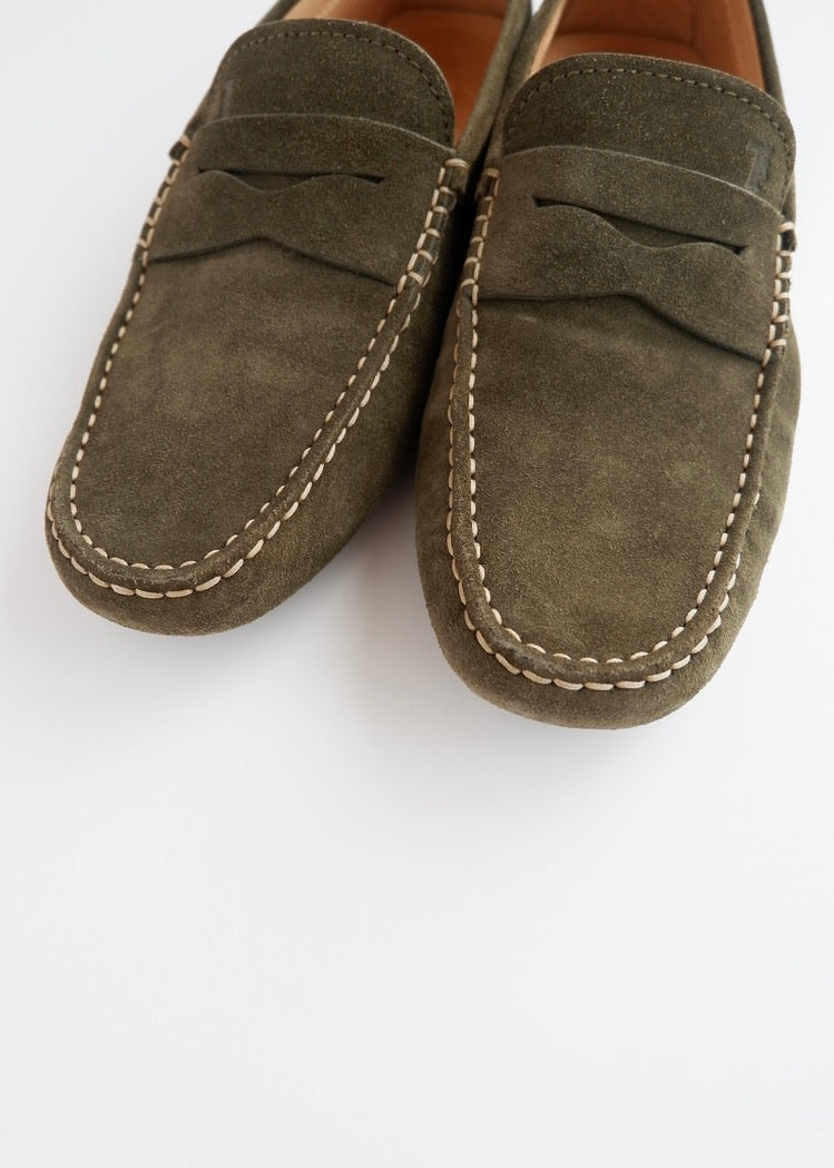 Authentic Preowned TOD's Olive Green Suede Driving Loafers - 8 (Men's)