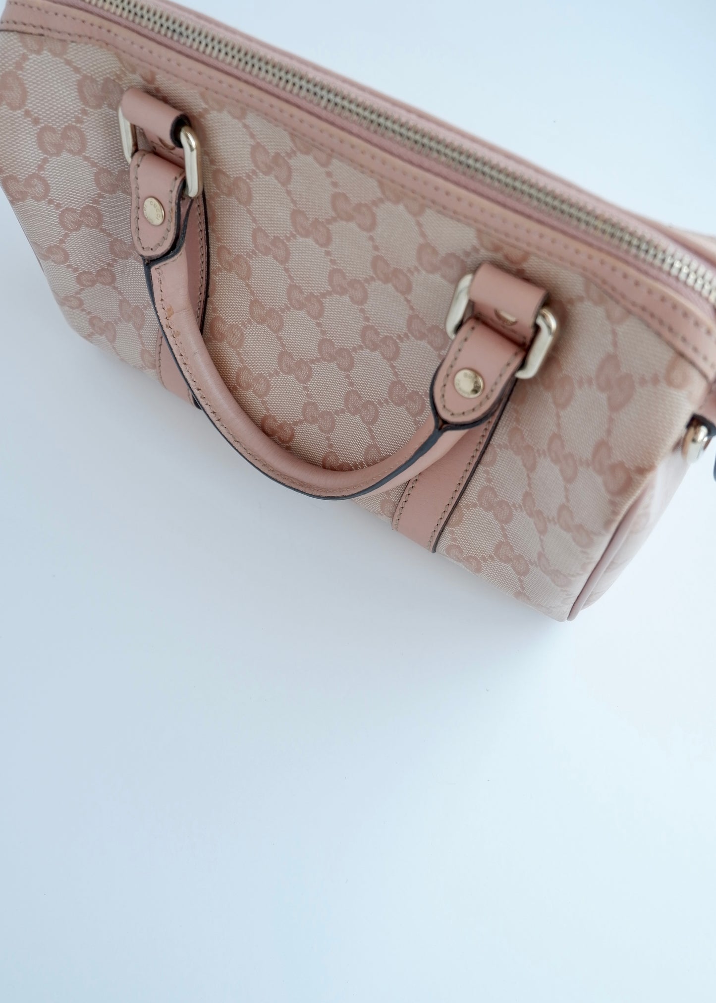 Authentic Preowned Gucci Pink GG Canvas Mini Boston Bag