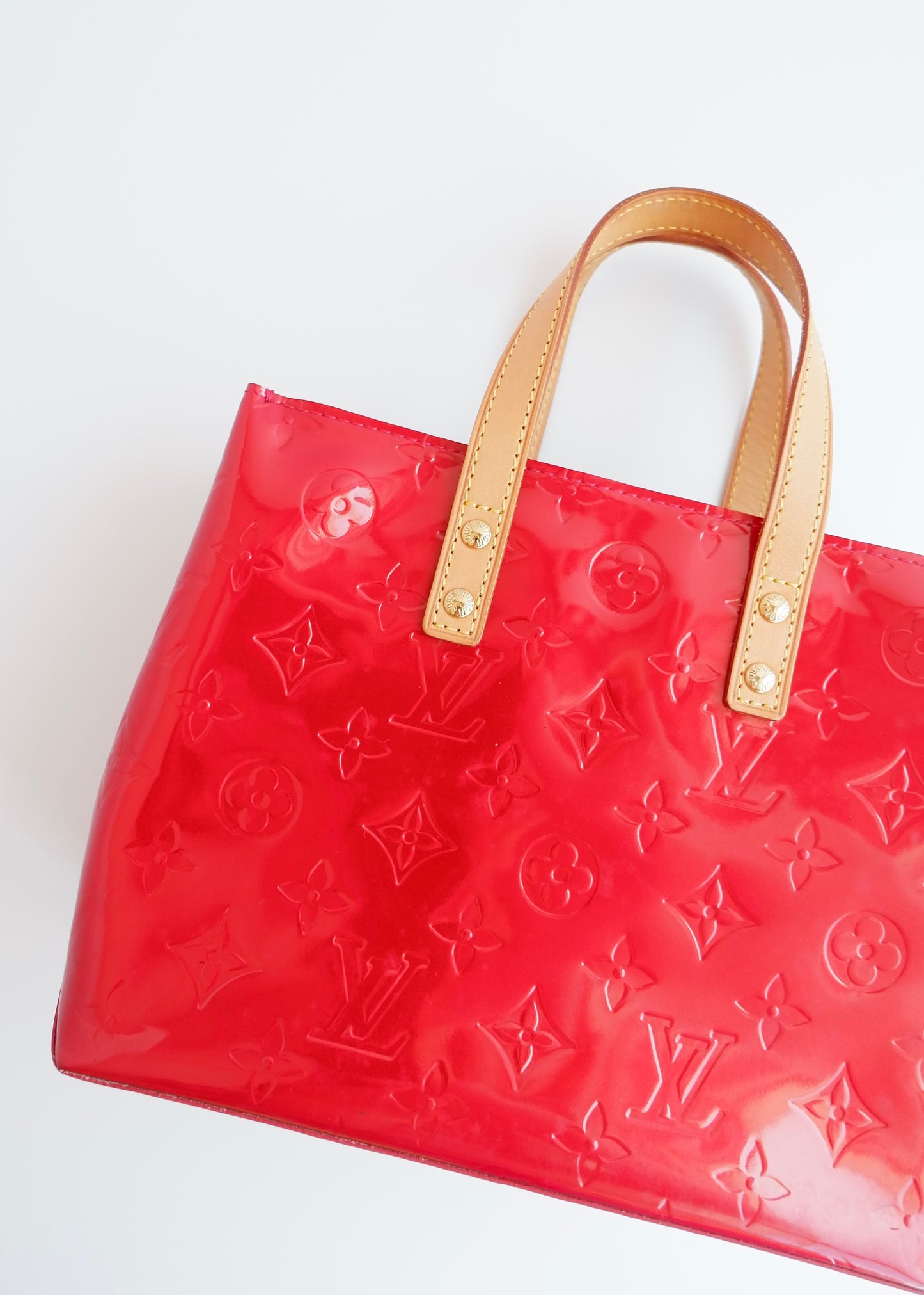 Authentic Preowned Louis Vuitton Red Monogram Vernis Reade Handbag