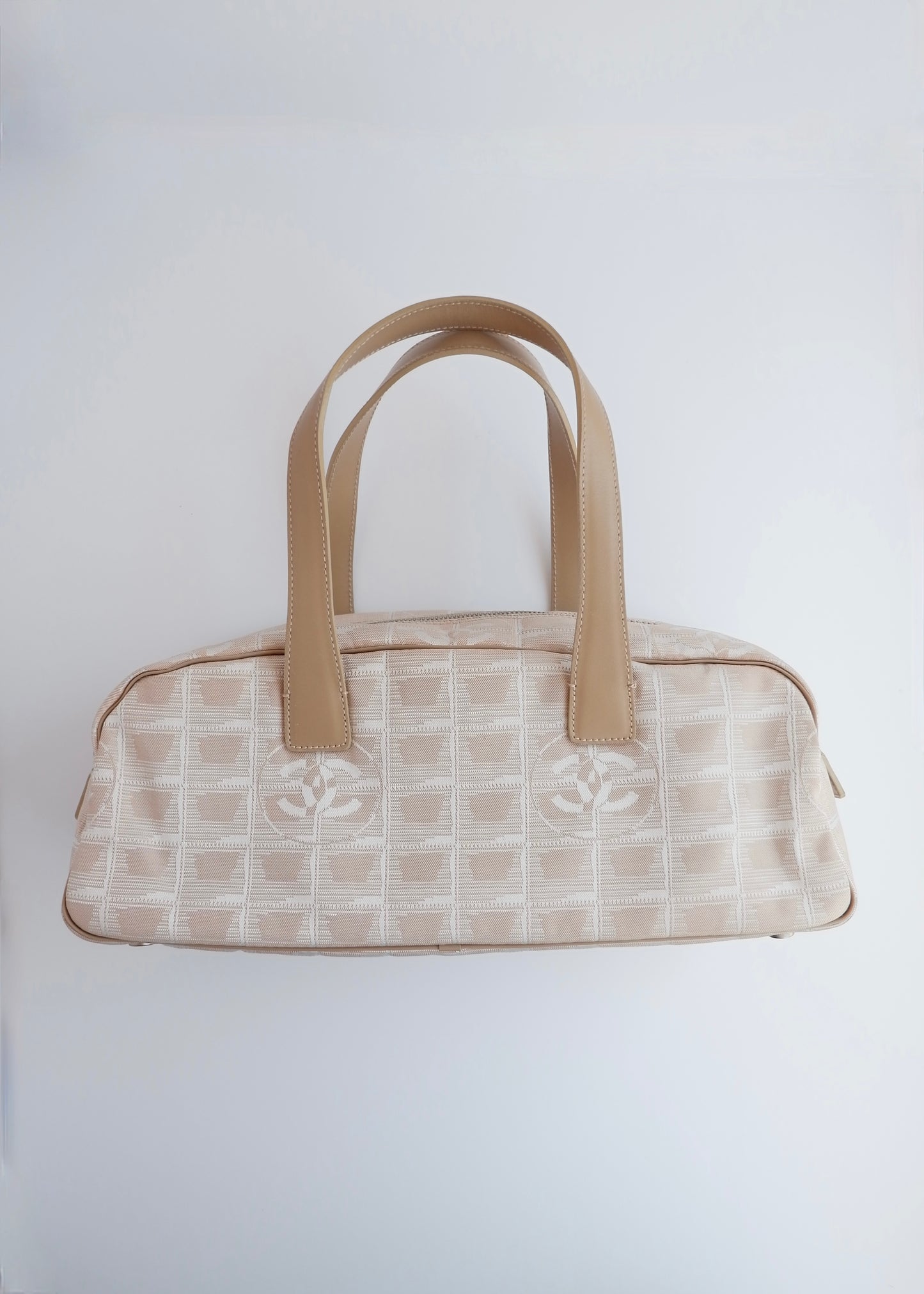 Authentic Preowned Chanel Beige Canvas/Leather New Travel Line Shoulder Bag