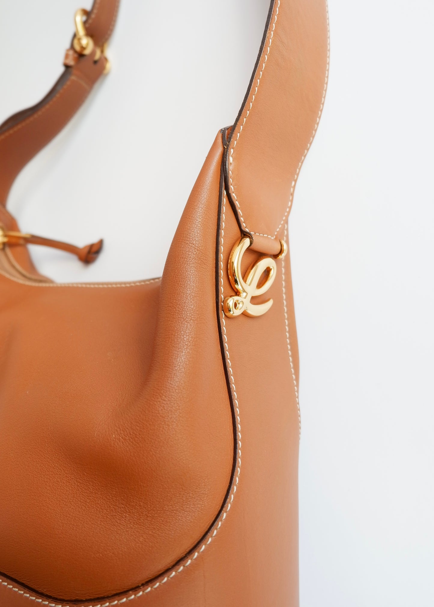 Authentic Preowned Vintage Loewe Chestnut Brown Leather Shoulder Bag