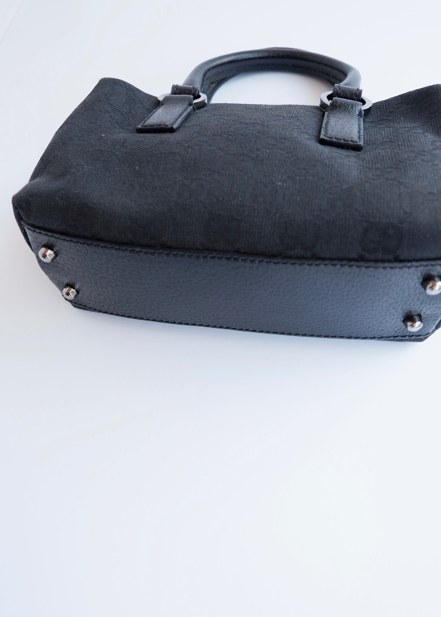 Authentic Preowned Gucci Black GG Canvas Mini Boston Bag