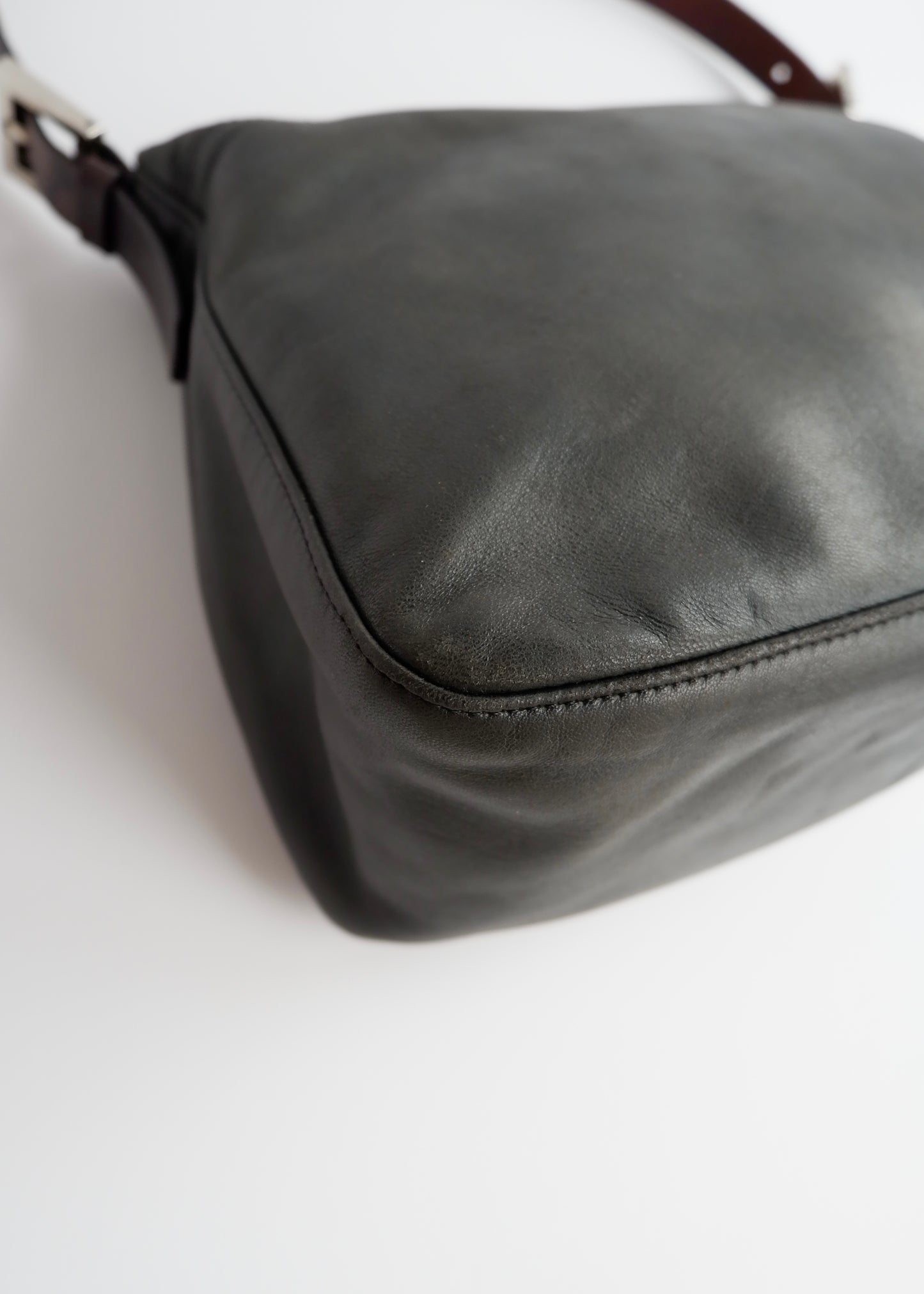 Authentic Preowned Fendi Black/Brown Leather Mamma Baguette Shoulder Bag