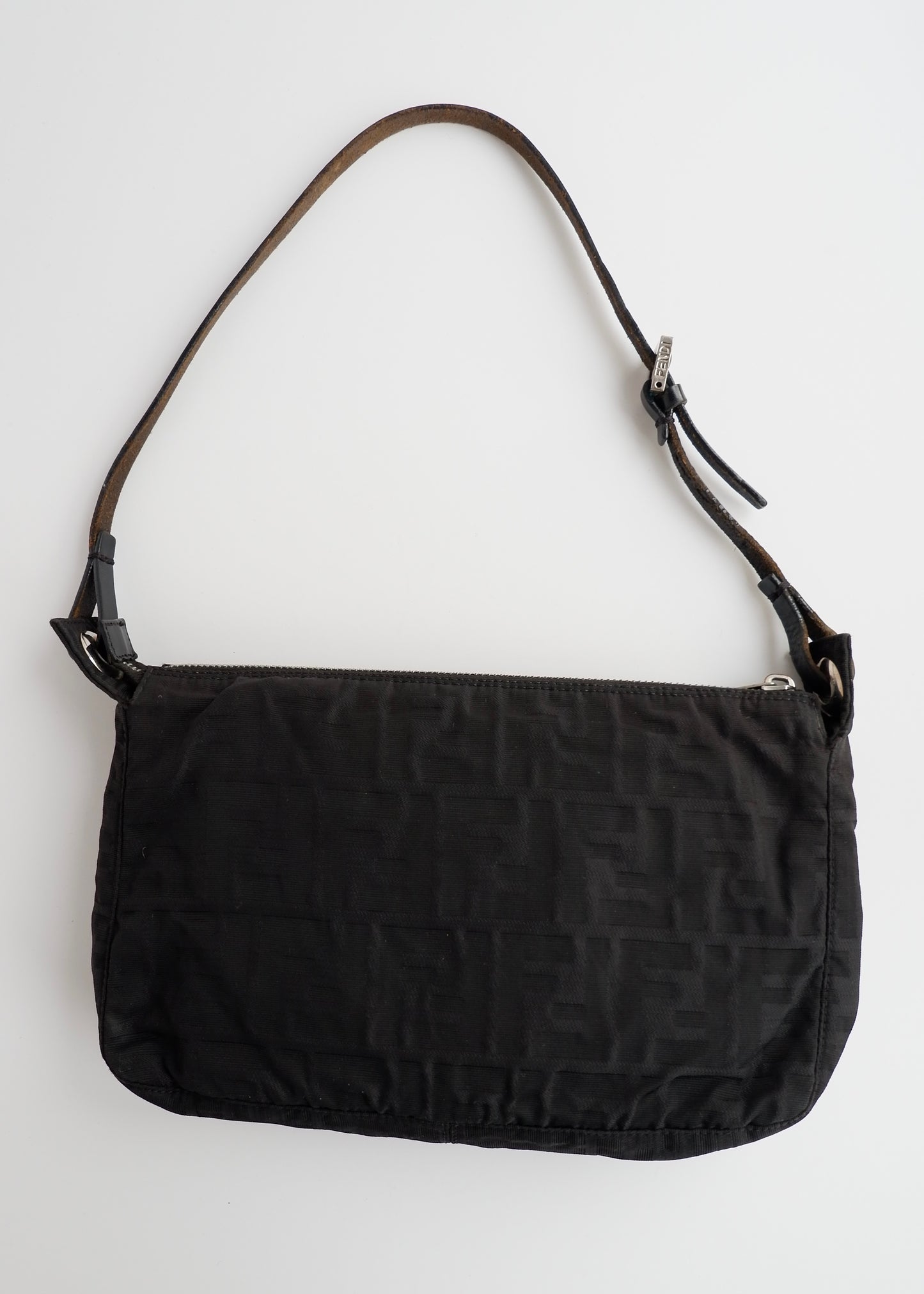 Authentic Preowned Fendi Black Zucca Canvas Shoulder Bag