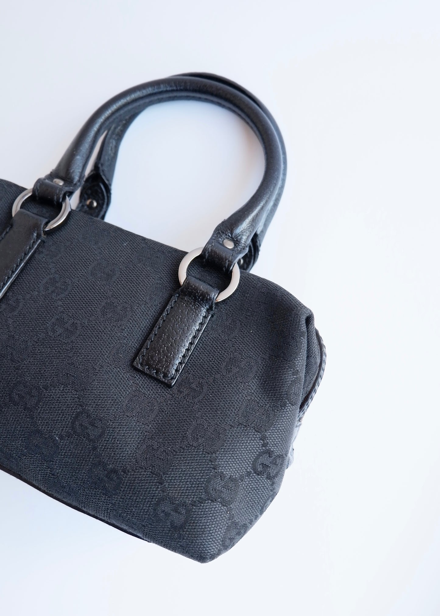 Authentic Preowned Gucci Black GG Canvas Mini Boston Bag