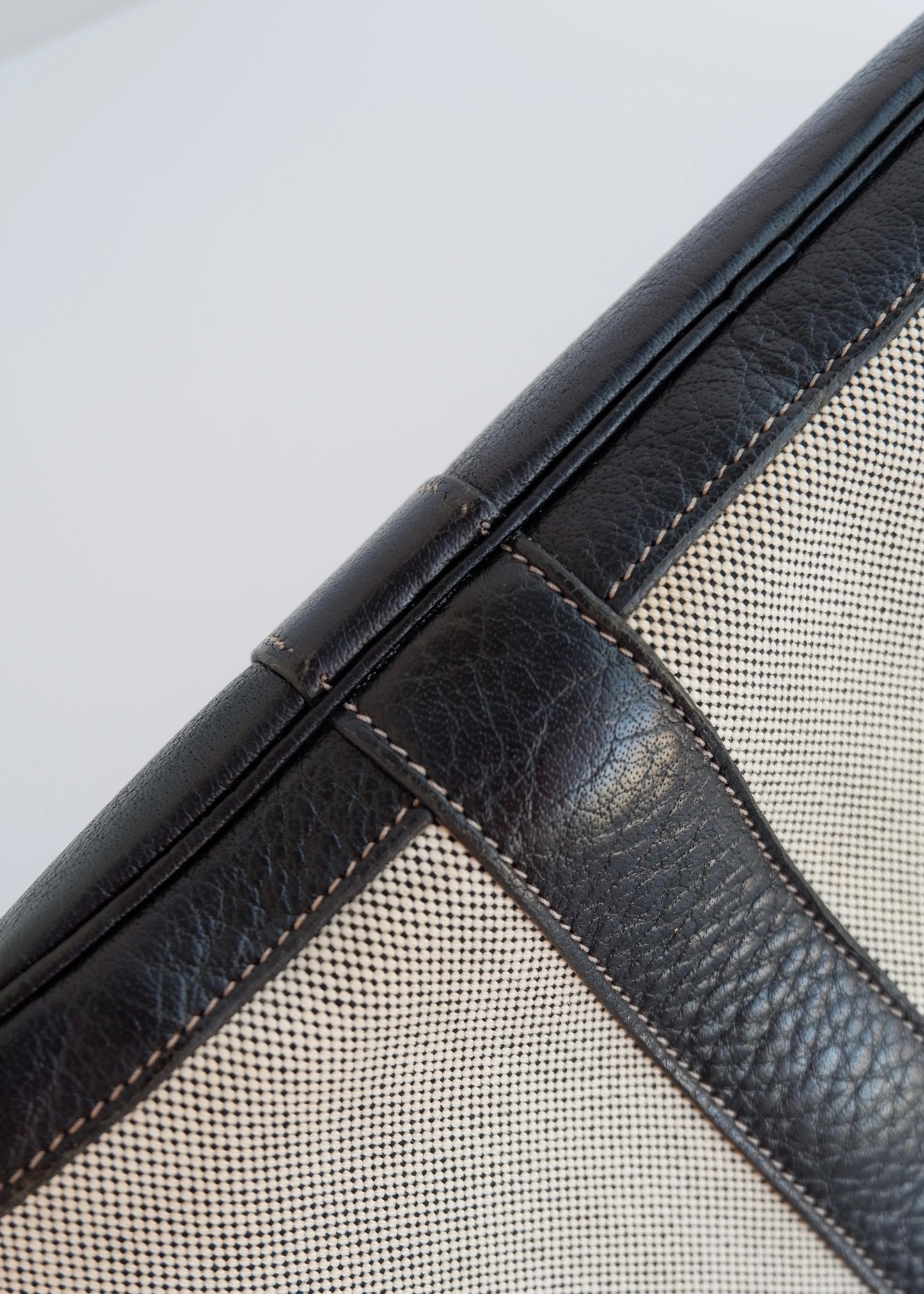 Authentic Preowned Hermes Black/Gray Leather/Canvas Garden Party Tote