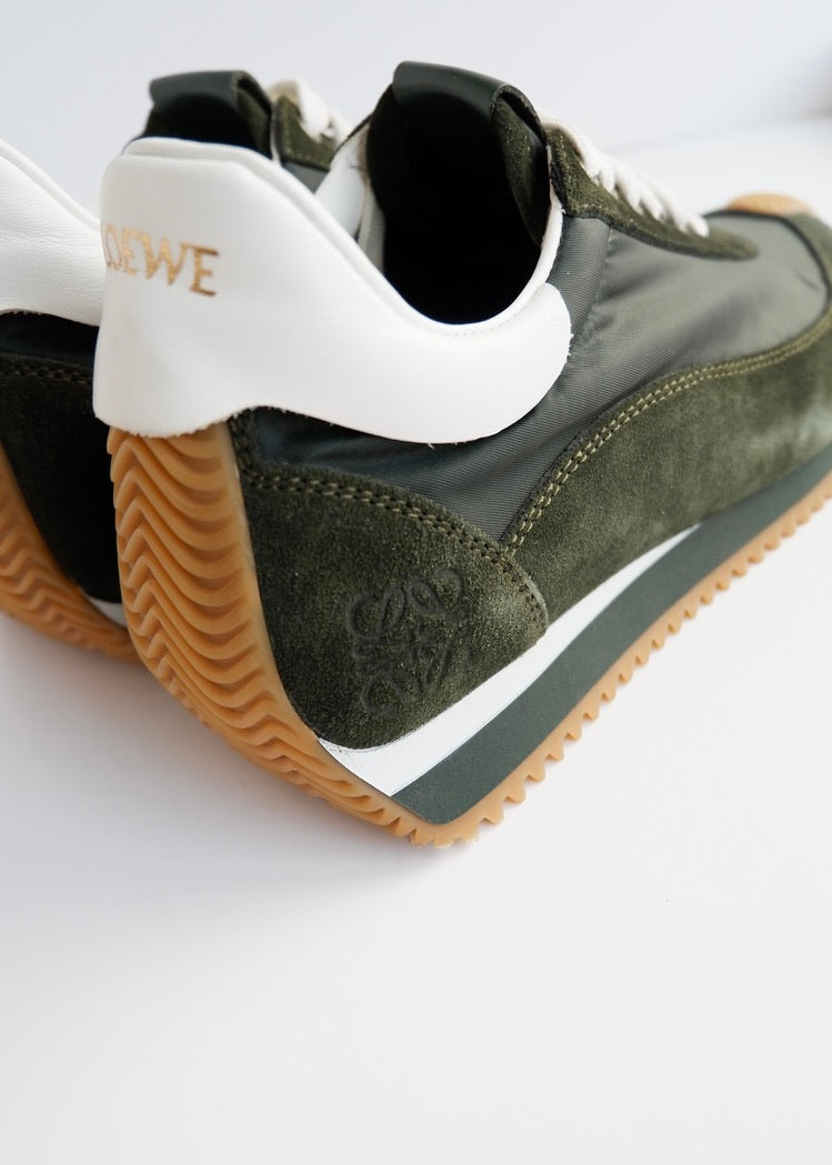 Authentic Preowned Loewe Forest Green Suede Sneakers - 39
