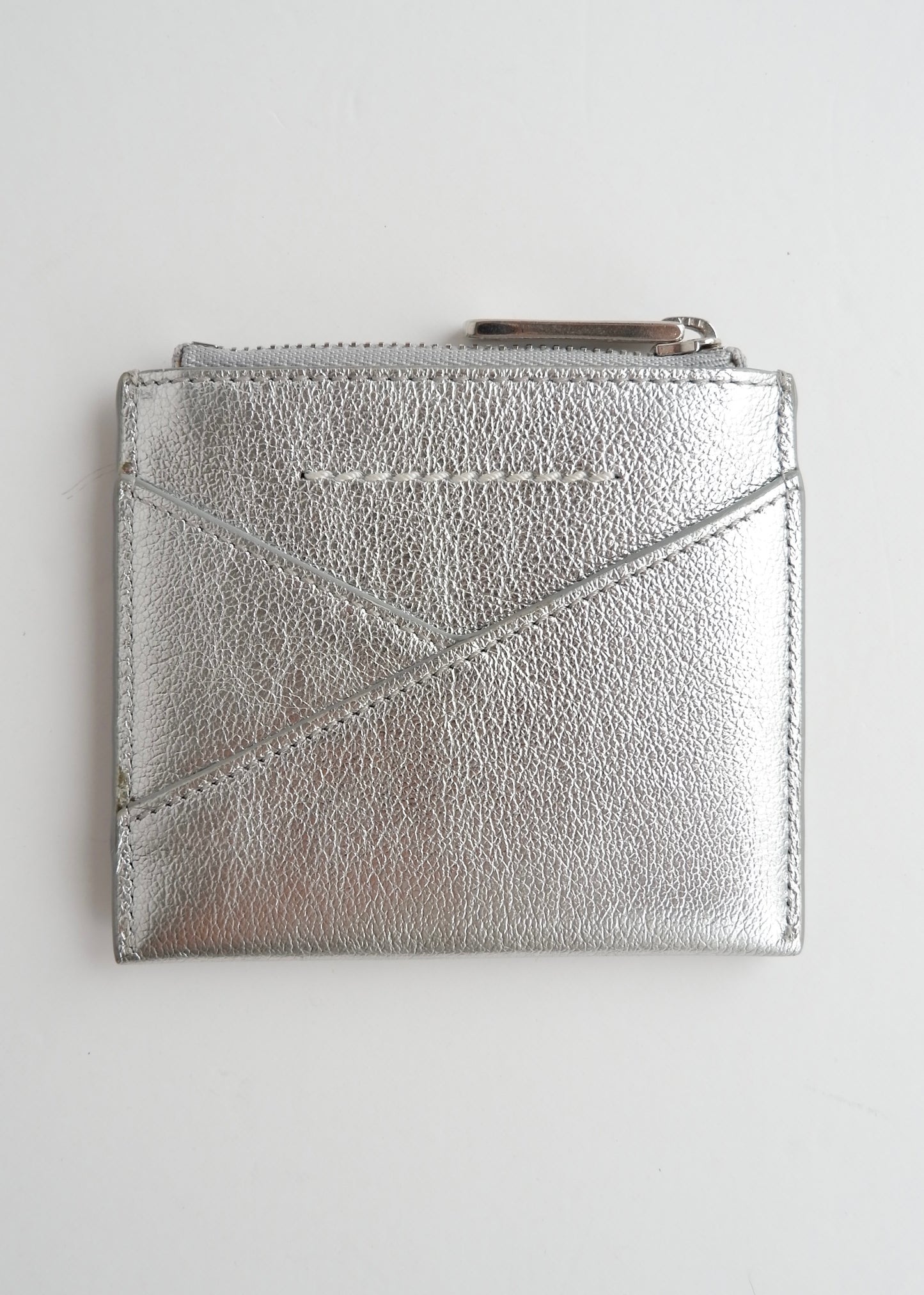 Authentic Preowned Maison Margiela Silver Metalic Leather Card Holder