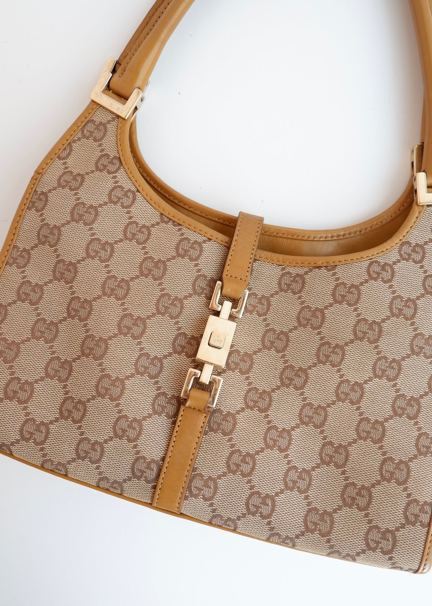 Authentic Preowned Gucci Tan GG Canvas Small Jackie Shoulder Bag