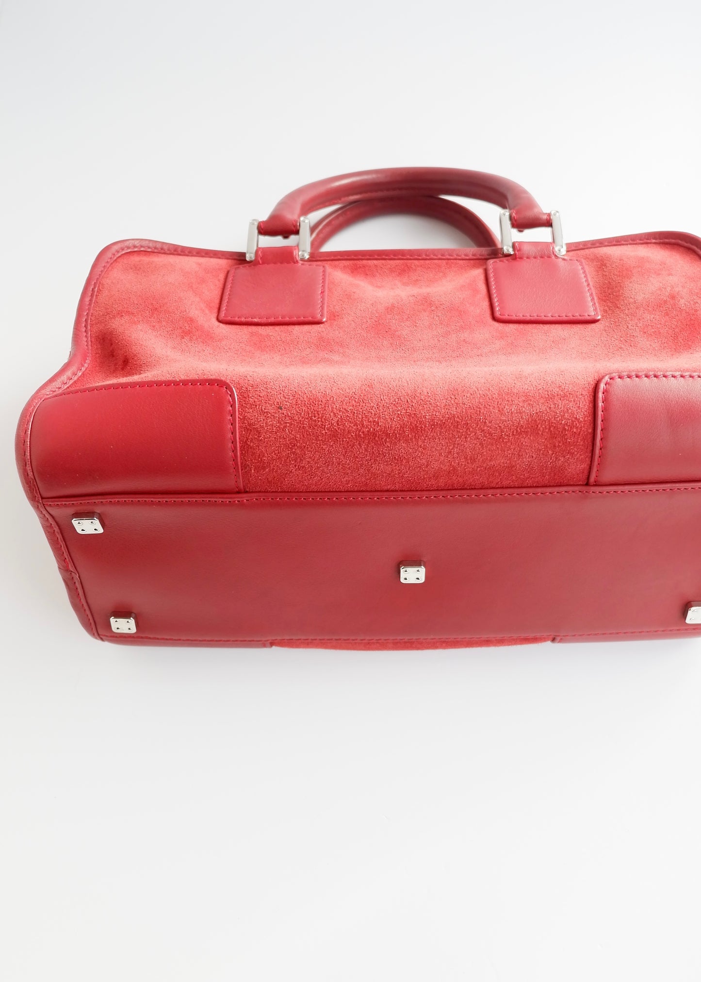 Authentic Preowned Loewe Red Suede Amazona Bag