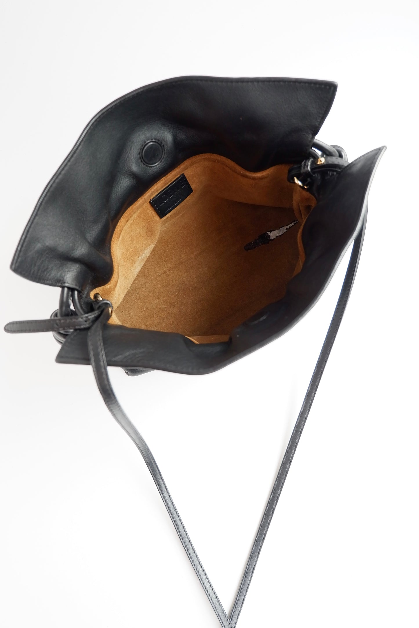 Authentic Preowned Loewe Black Leather Flamenco Knot Clutch/ Crossbody Bag