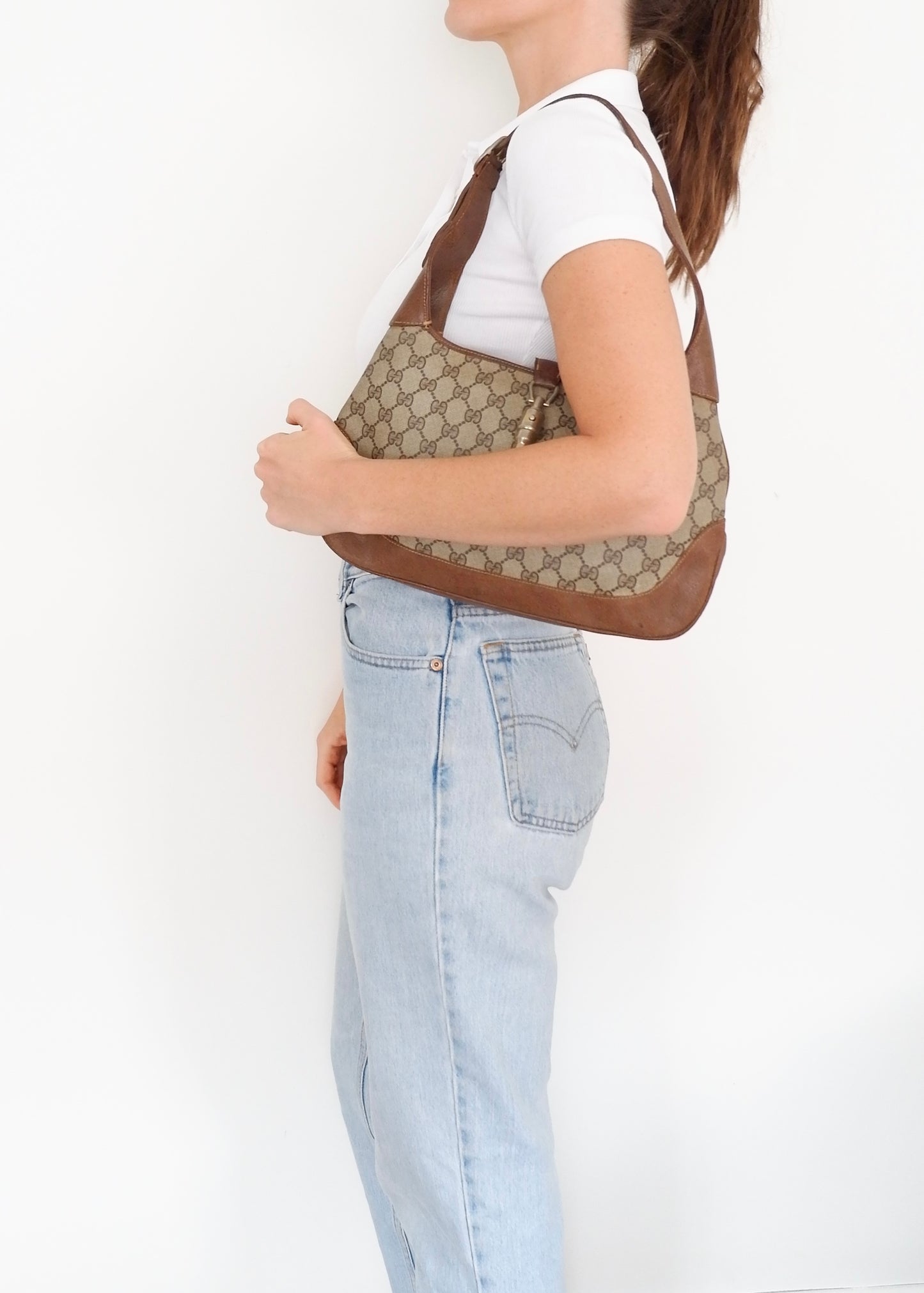 Authentic Preowned Vintage Gucci Brown GG Canvas Jackie Shoulder Bag
