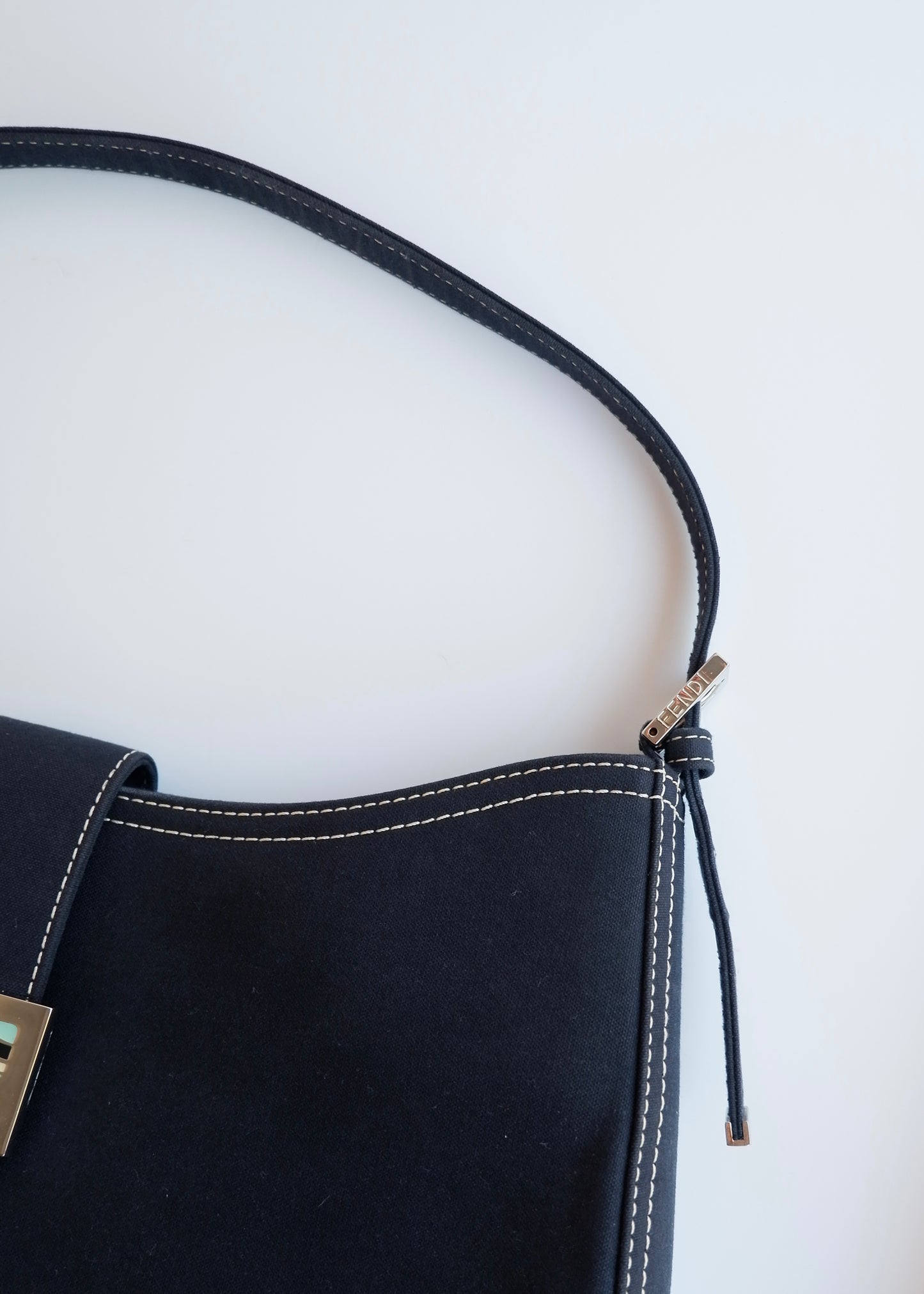 Authentic Preowned Fendi Navy Denim/Canvas Large Shoulder Bag