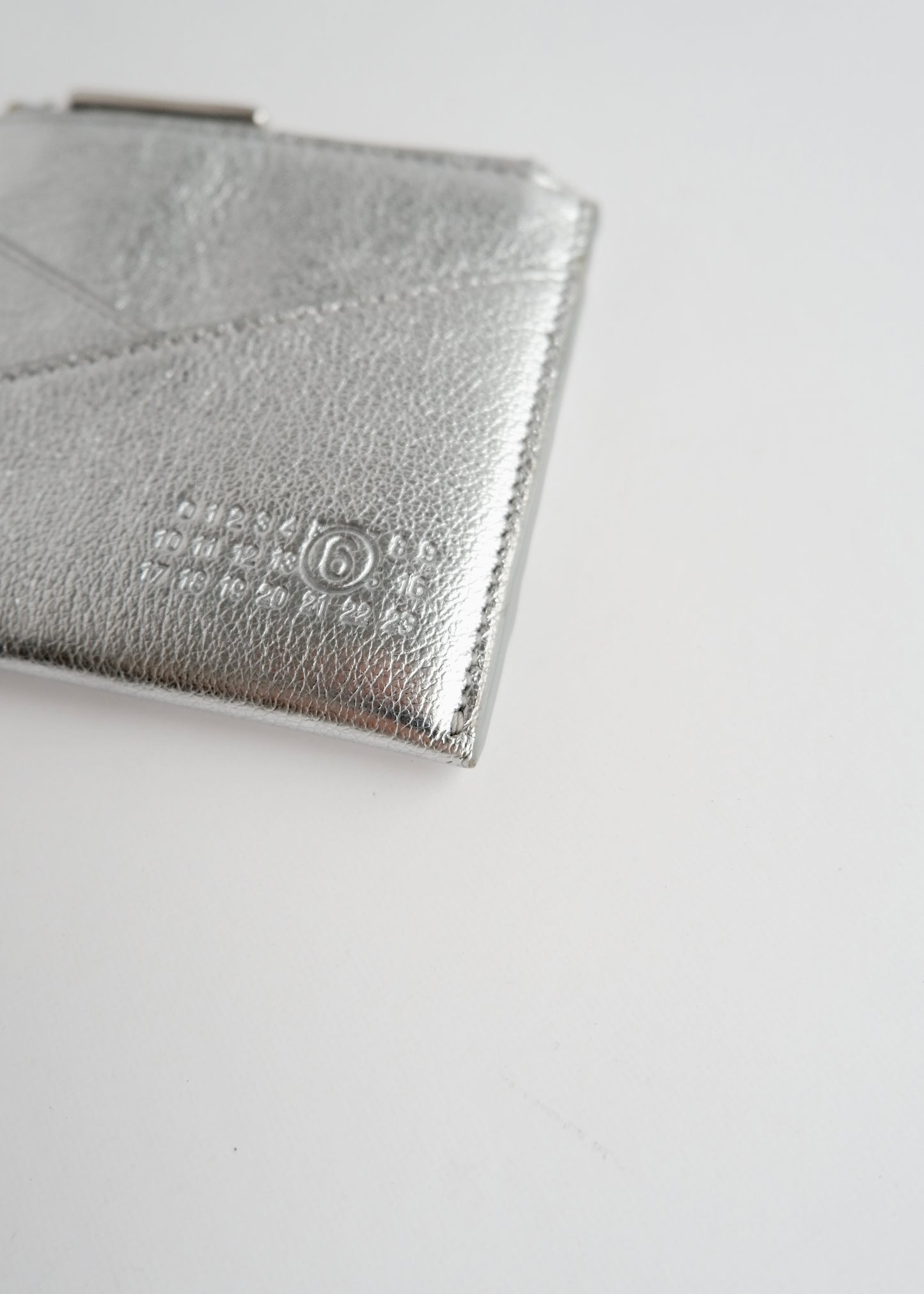 Authentic Preowned Maison Margiela Silver Metalic Leather Card Holder