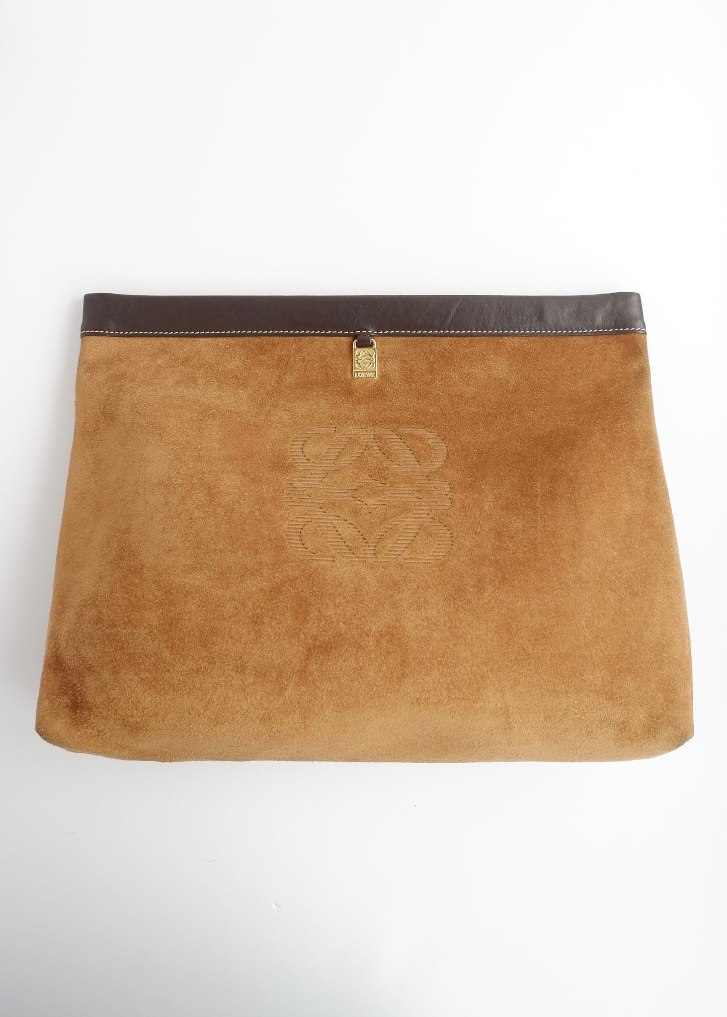 Authentic Preowned Loewe Brown Suede Oversized Clutch Bag