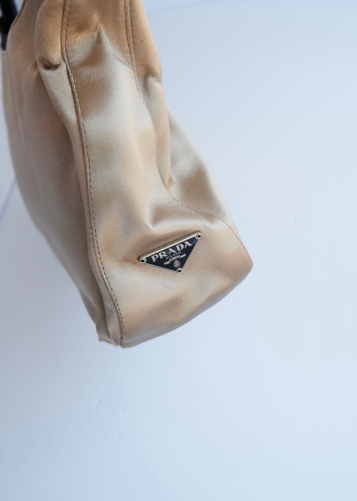 Authentic Preowned Vintage Prada Champagne Satin Shoulder Bag