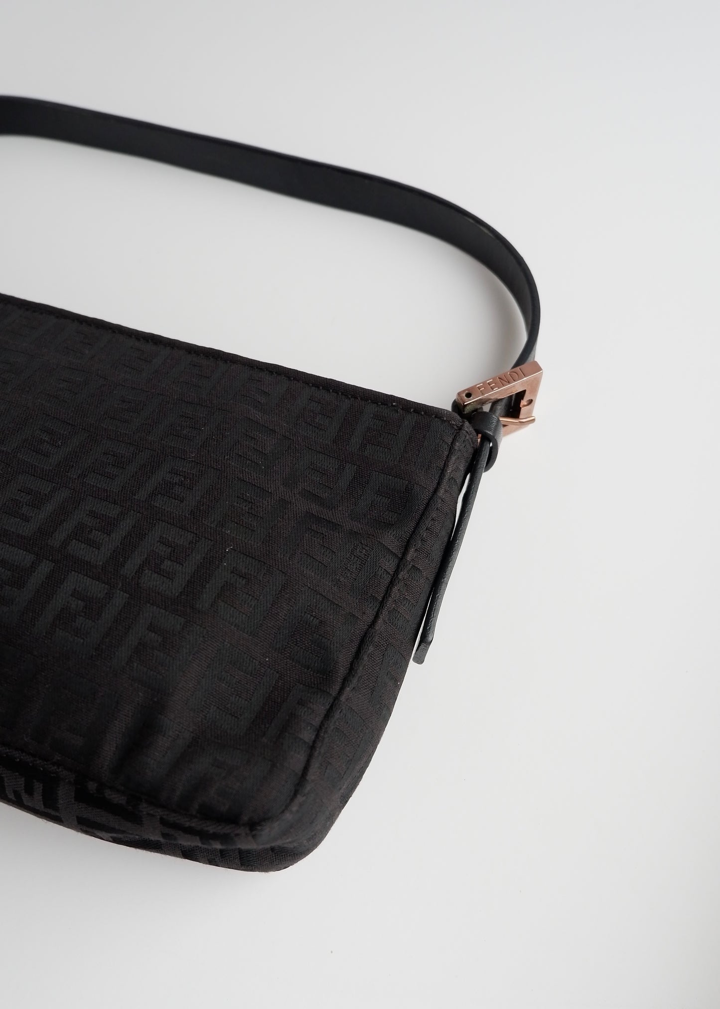 Authentic Preowned Fendi Black Canvas Zucchino Shoulder Bag