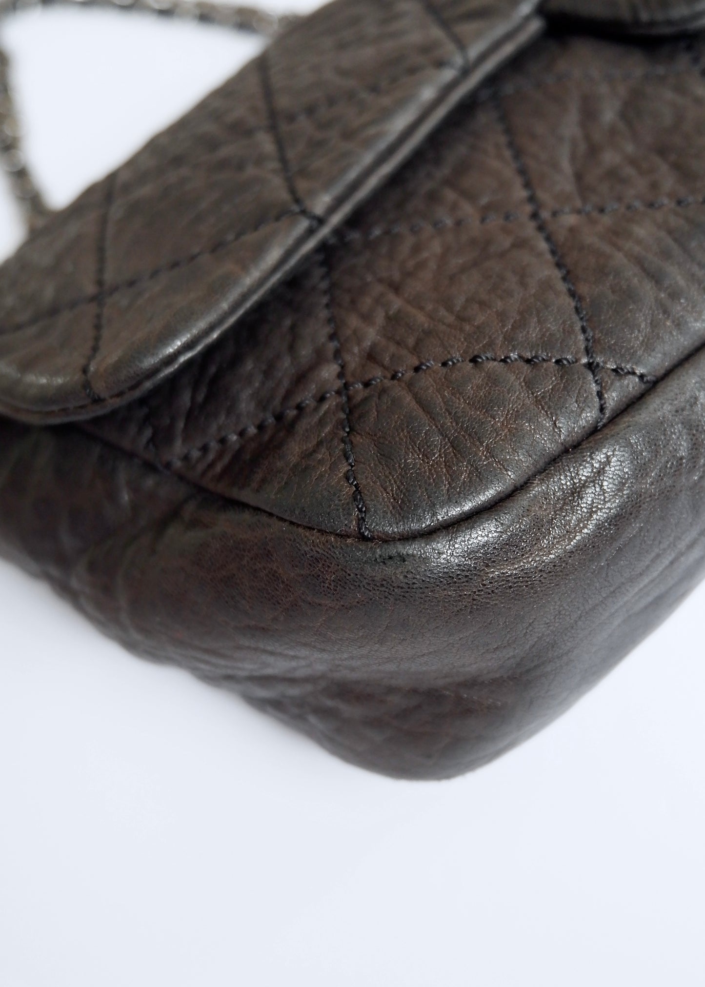 Authentic Preowned Chanel Black Lambskin Elephant Flap Shoulder Bag