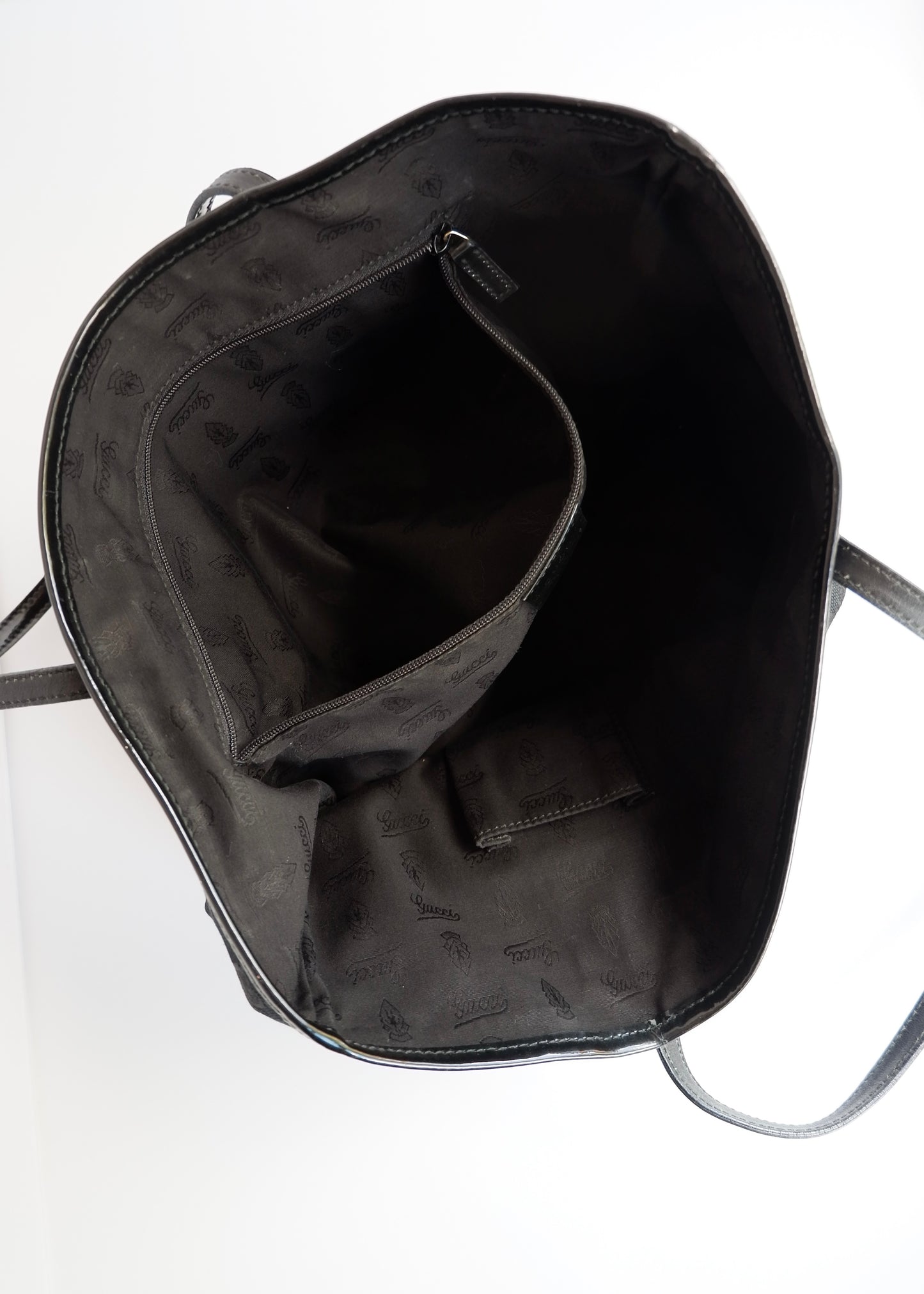 Authentic Preowned Gucci Black GG Canvas/Patent Leather Tote Bag