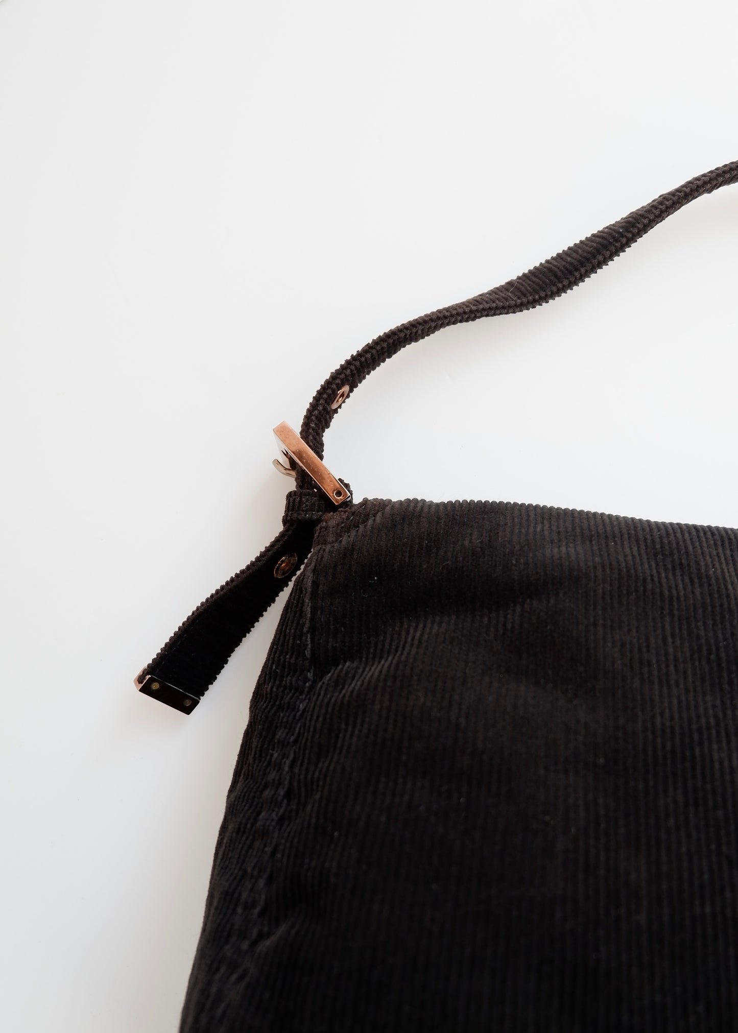 Authentic Preowned Fendi Black Corduroy Baguette Shoulder Bag