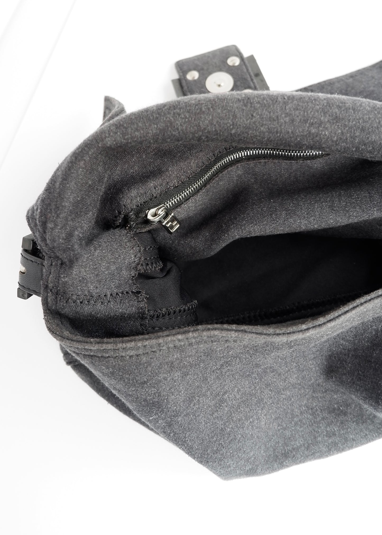 Authentic Preowned Fendi Dark Grey Cotton Mamma Baguette Shoulder Bag