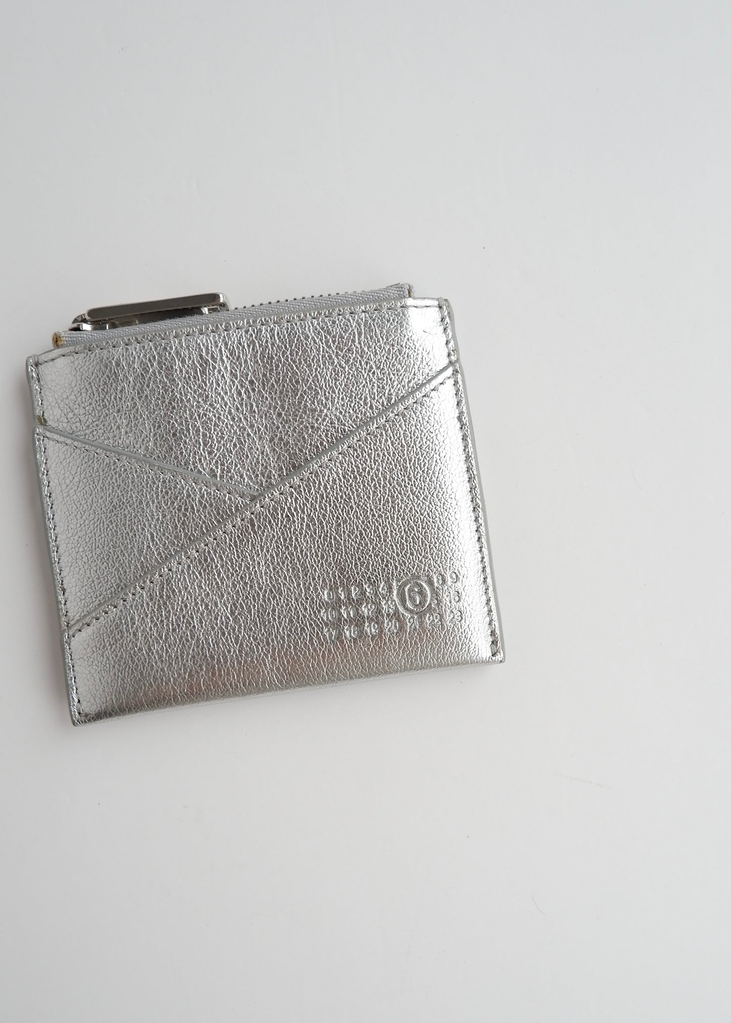 Authentic Preowned Maison Margiela Silver Metalic Leather Card Holder