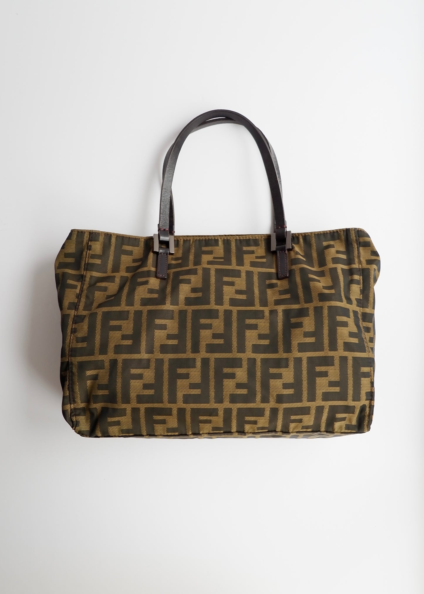 Authentic Preowned Vintage Fendi Brown Zucca Canvas Handbag