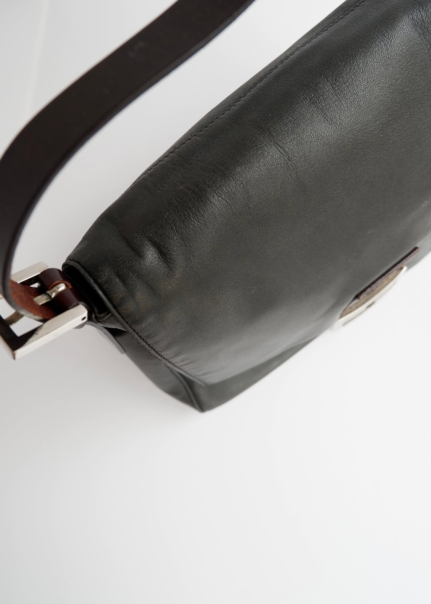 Authentic Preowned Fendi Black/Brown Leather Mamma Baguette Shoulder Bag