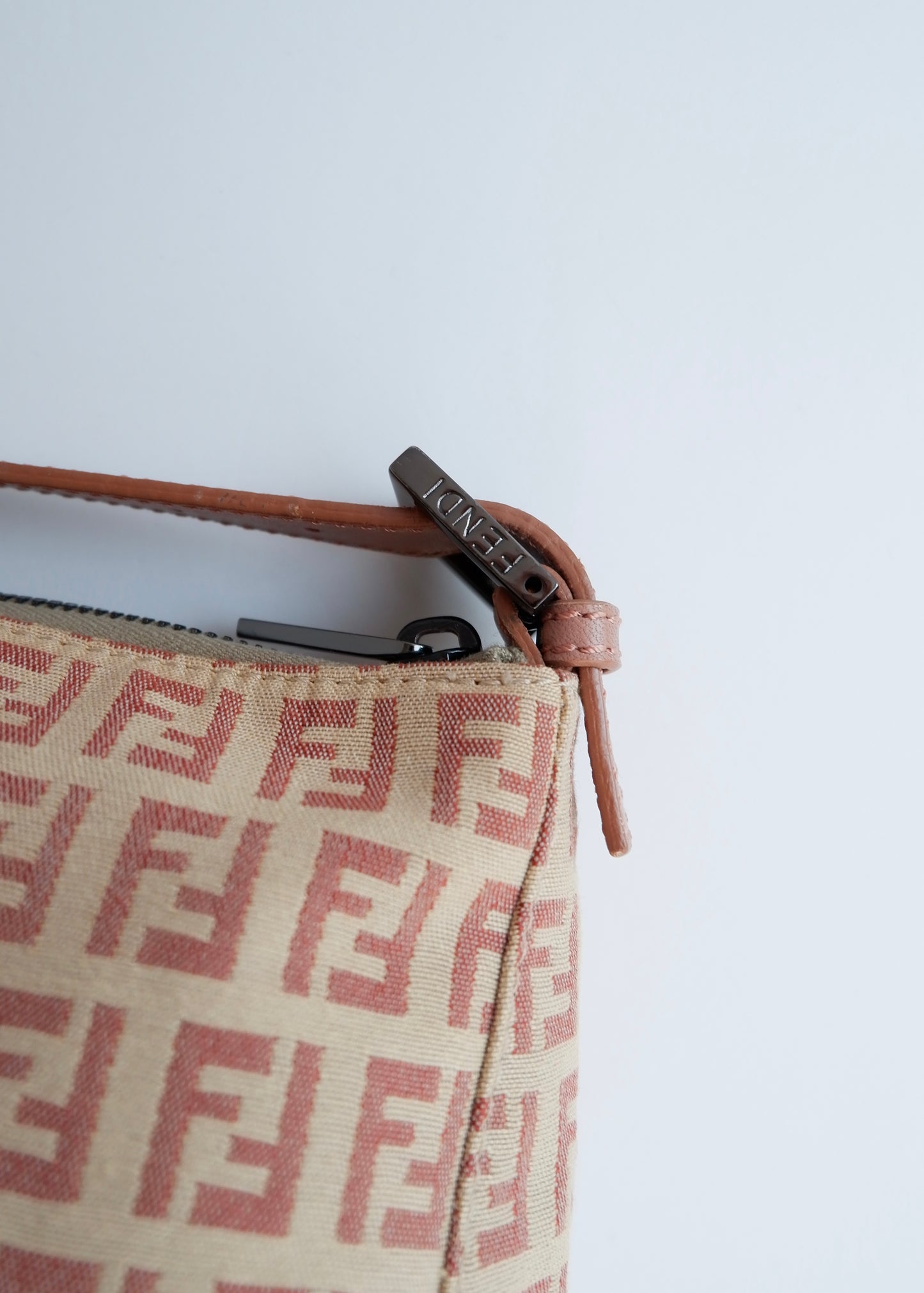 Authentic Preowned Fendi Blush Pink Zucchino Hand Pouch