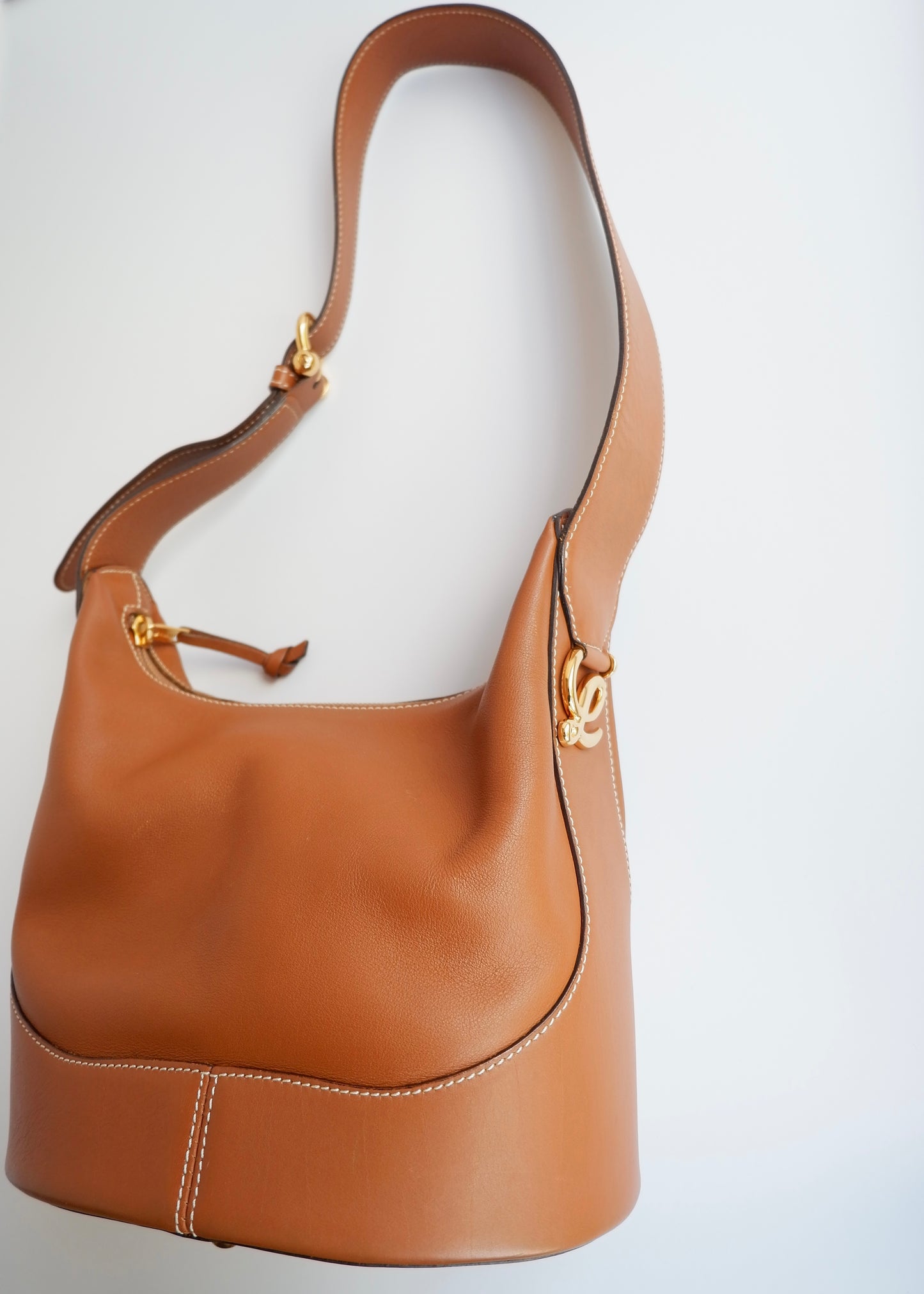 Authentic Preowned Vintage Loewe Chestnut Brown Leather Shoulder Bag