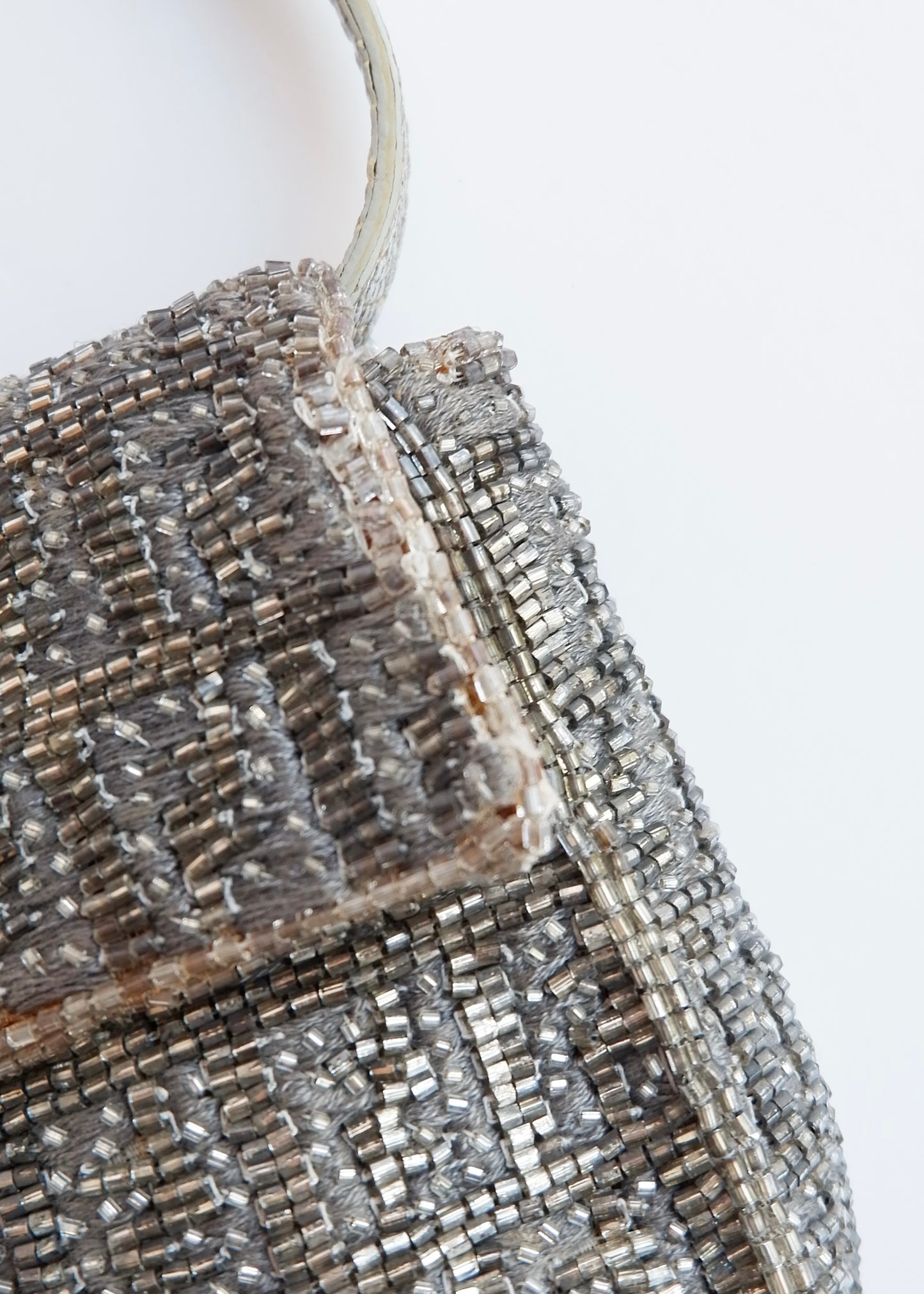 Authentic Preowned Vintage Fendi Silver FF Zucchino Beaded Small Baguette Shoulder Bag