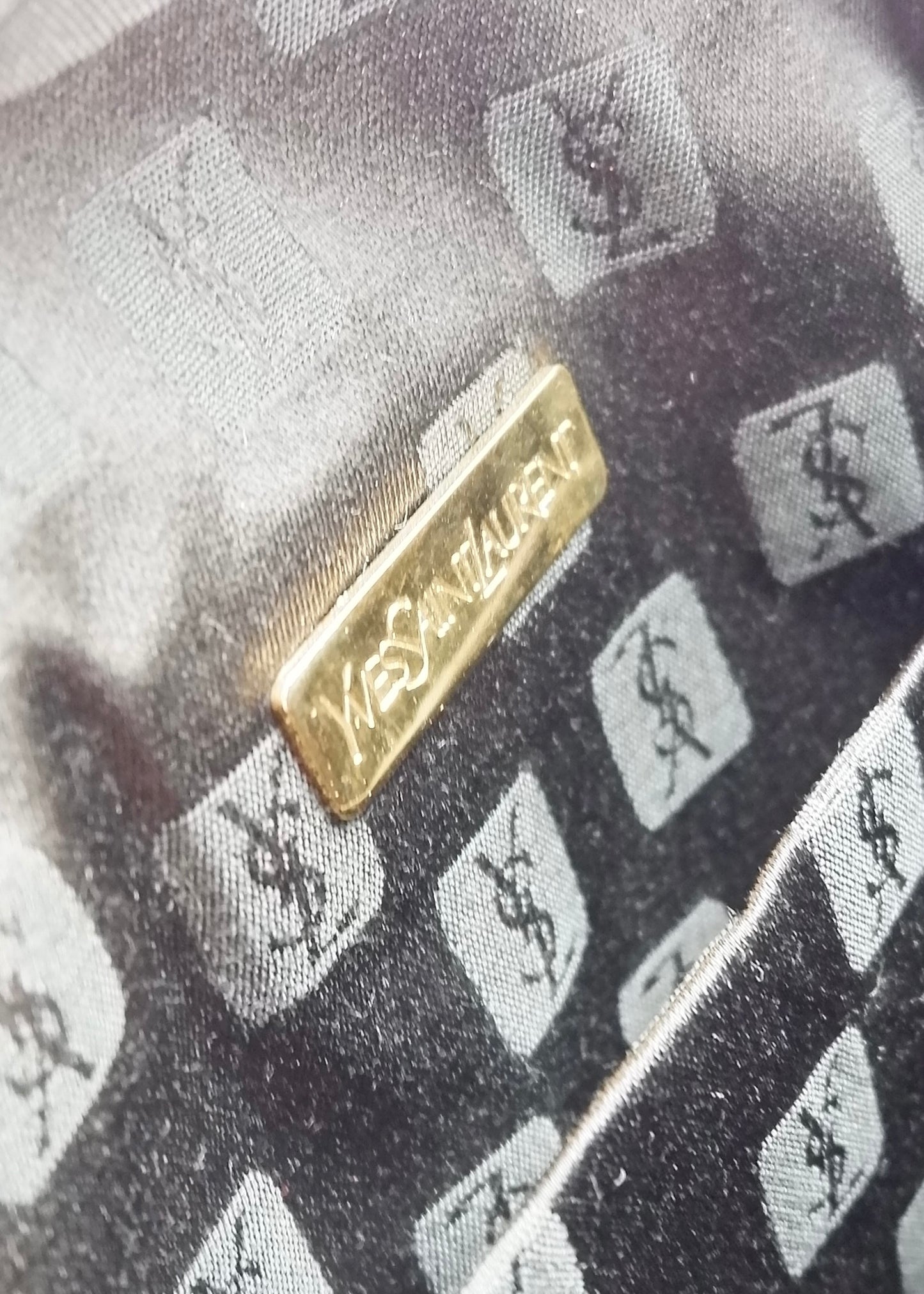 Authentic Preowned Vintage YSL Navy Nylon Wristlet Pouch