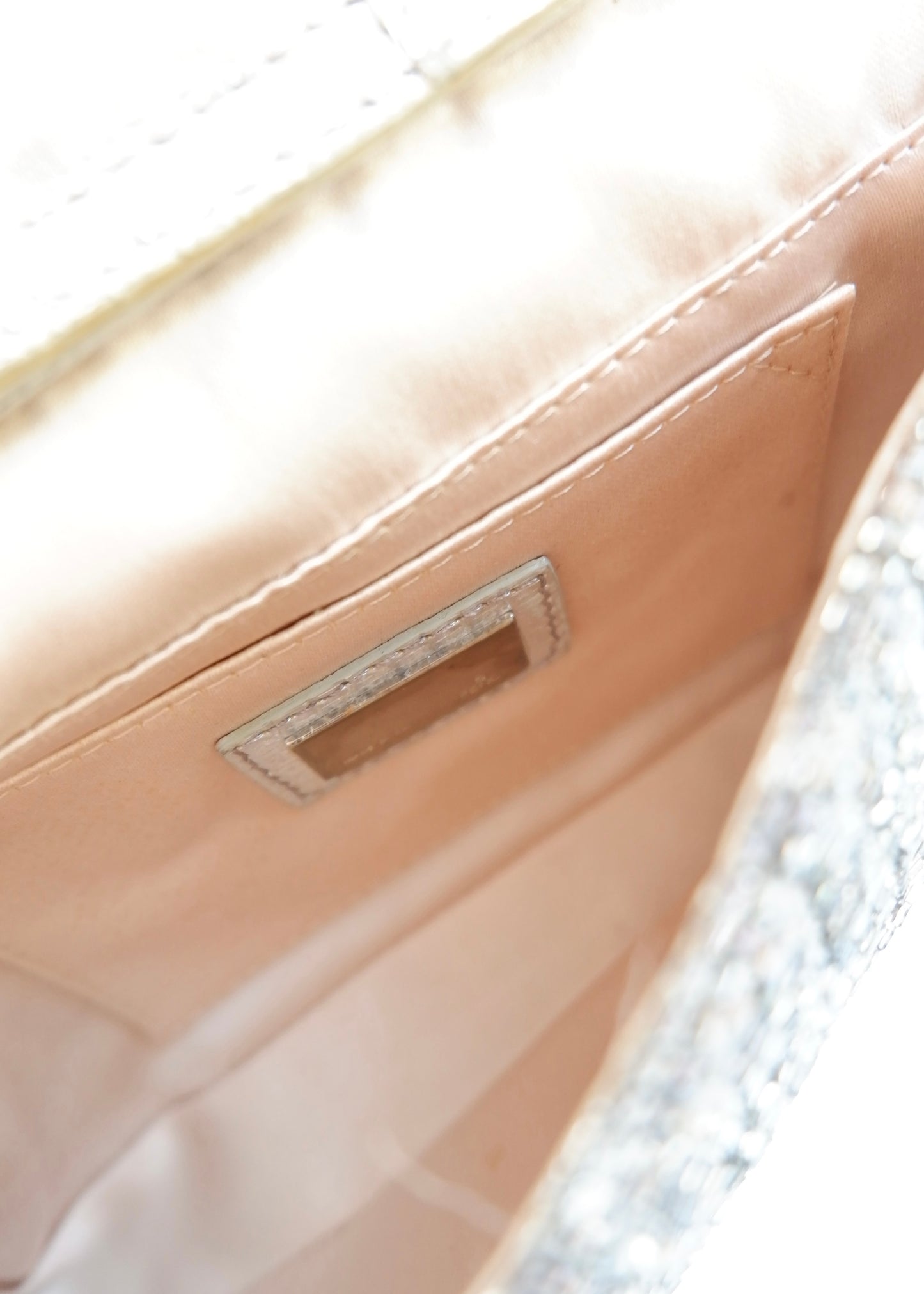 Authentic Preowned Vintage Fendi Silver FF Zucchino Beaded Small Baguette Shoulder Bag