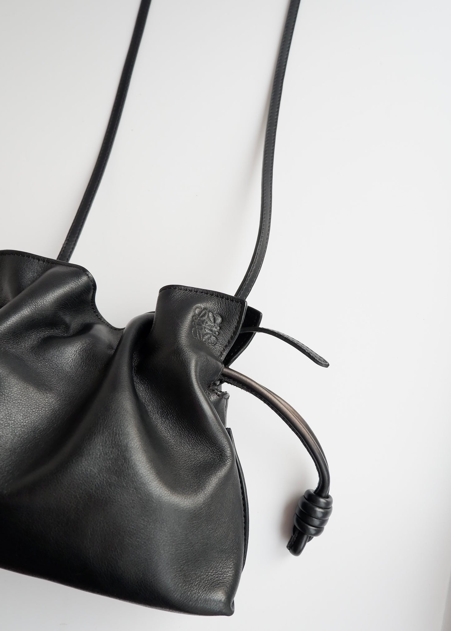 Authentic Preowned Loewe Black Leather Flamenco Knot Clutch/ Crossbody Bag