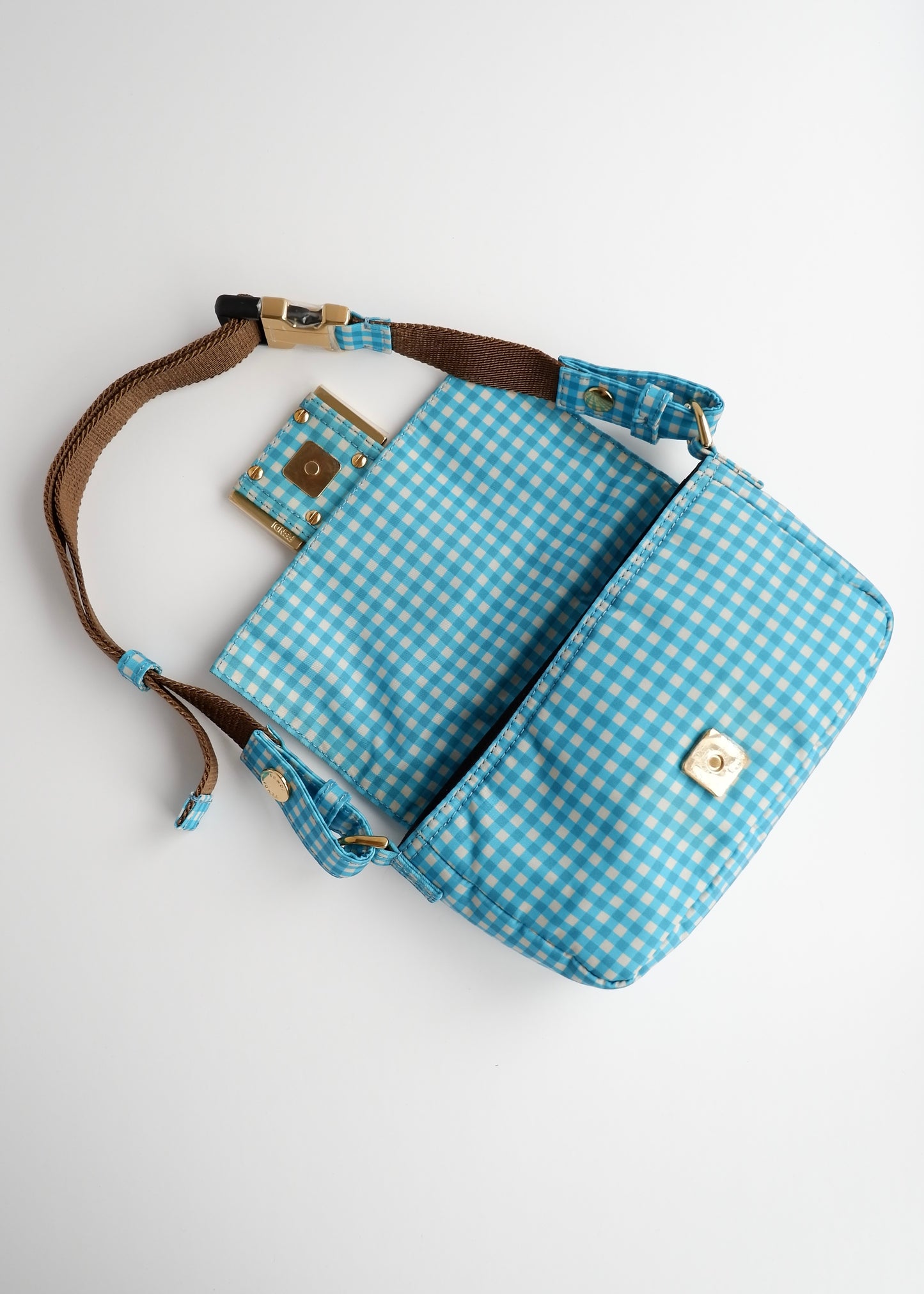 Authentic Preowned Fendi Blue Gingham Nylon Two Way Bag
