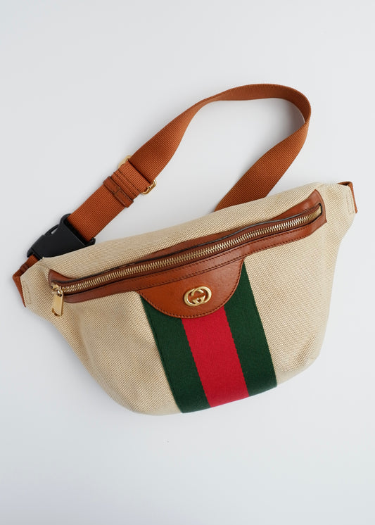 Authentic Preowned Gucci Beige Sherry Line Belt Bag